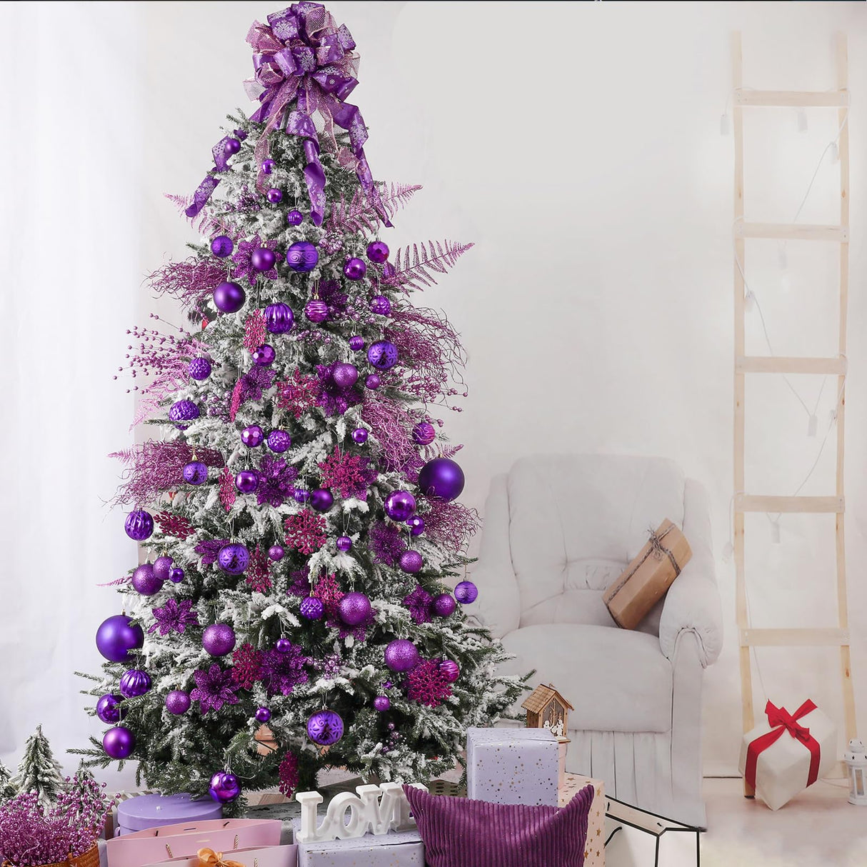 Wironlst Christmas Ball Ornaments - 30pcs Shatterproof Plastic Christmas Ornaments Hanging Ball Decorations for Xmas Tree, Holiday, Wedding, Party (Multi-Size, Purple) Wironlst