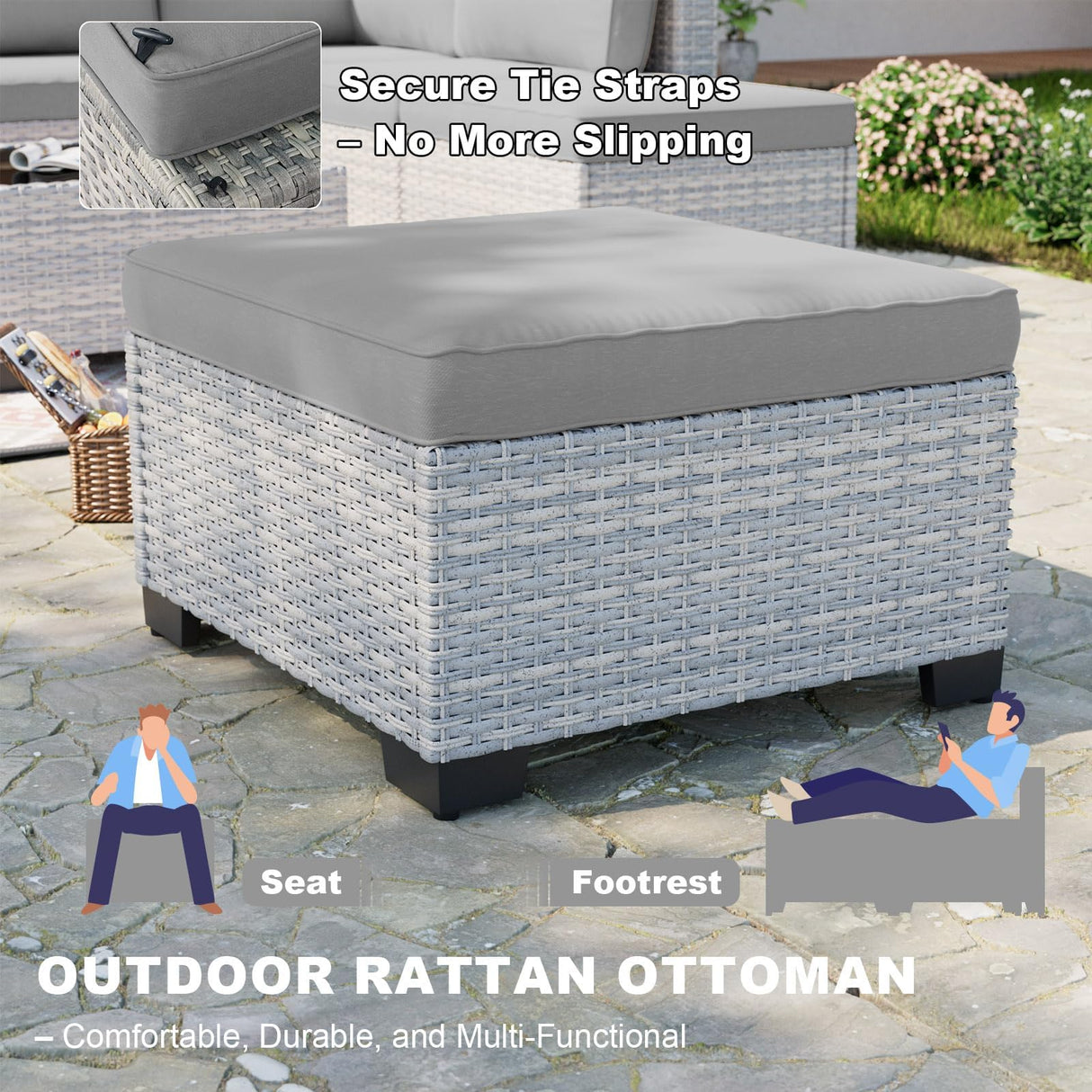 12-Piece Patio Furniture Set, Outdoor Patio Furniture with Swivel Chairs Set, Ottomans, Modular Patio Sofa, Dual-Strand Wicker Rattan, Rust-Resistant Frame, Grey Sweecci