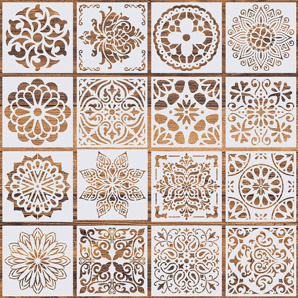 16 Pcs (6 x 6 Inch) Reusable Stencils, Mandala Stencils Mandala Dot Painting Templates Stencil for DIY Painting Art Scrapbook WSICSE