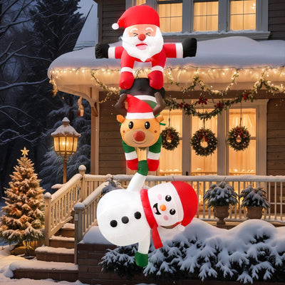 OurWarm 8FT Hanging Christmas Inflatables Decorations, Climbing Santa Claus with Reindeer & Snowman, Xmas Decor for Beam Roof Tree Indoor Home Party