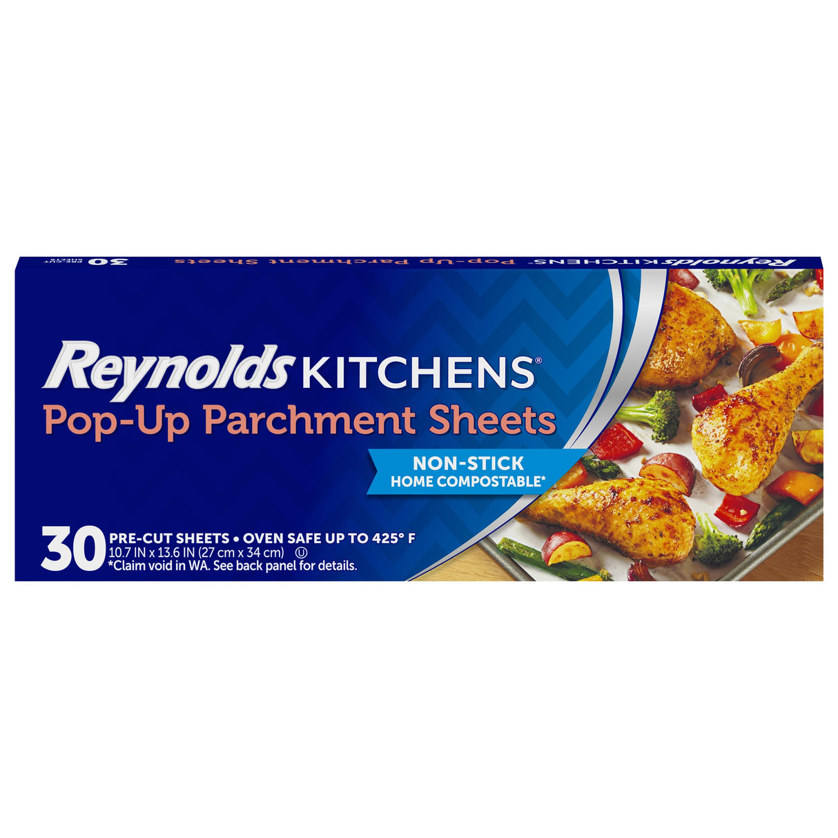 Reynolds Kitchens Pop-Up Parchment Paper Sheets, 10.7x13.6 Inch, 30 Sheets Reynolds