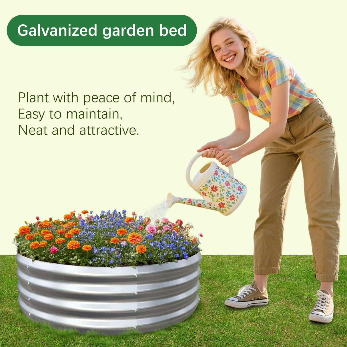 Mycovire 2PCS 2X2X1 Round Galvanized Garden Bed kit for Vegetables/Herbs/Flowers Mycovire