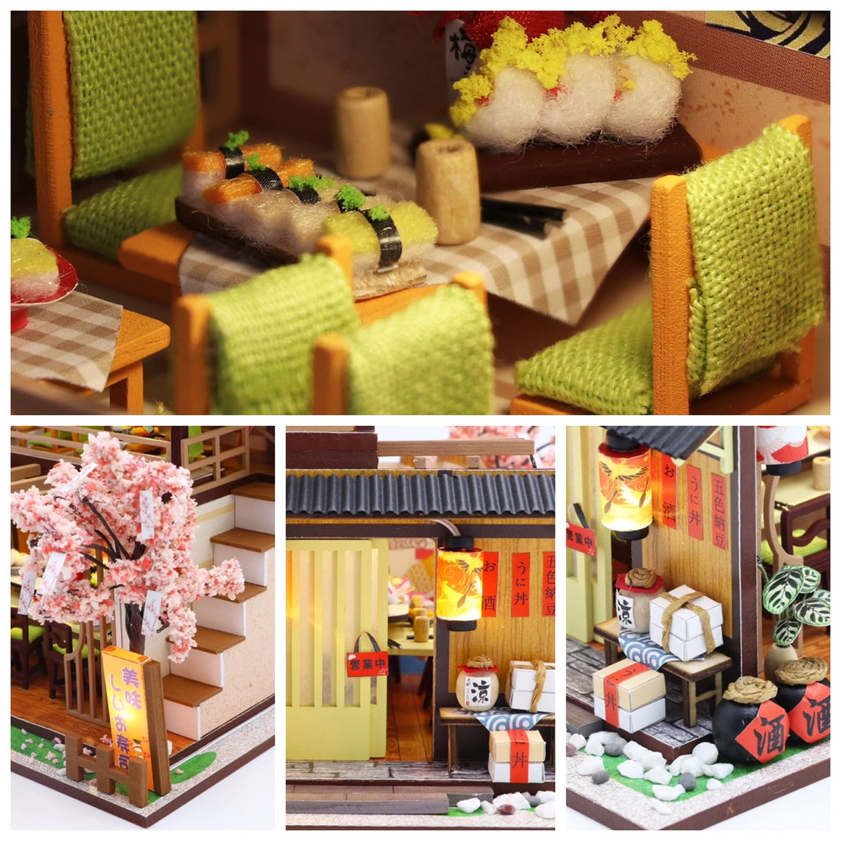 DIY Dollhouse Miniature Wooden Furniture Kit, Doll House Kit with Dust Proof Cover and Music Box, Mini Handmade Wooden Dollhouse Toys for Adult Gift (M2011) Lannso