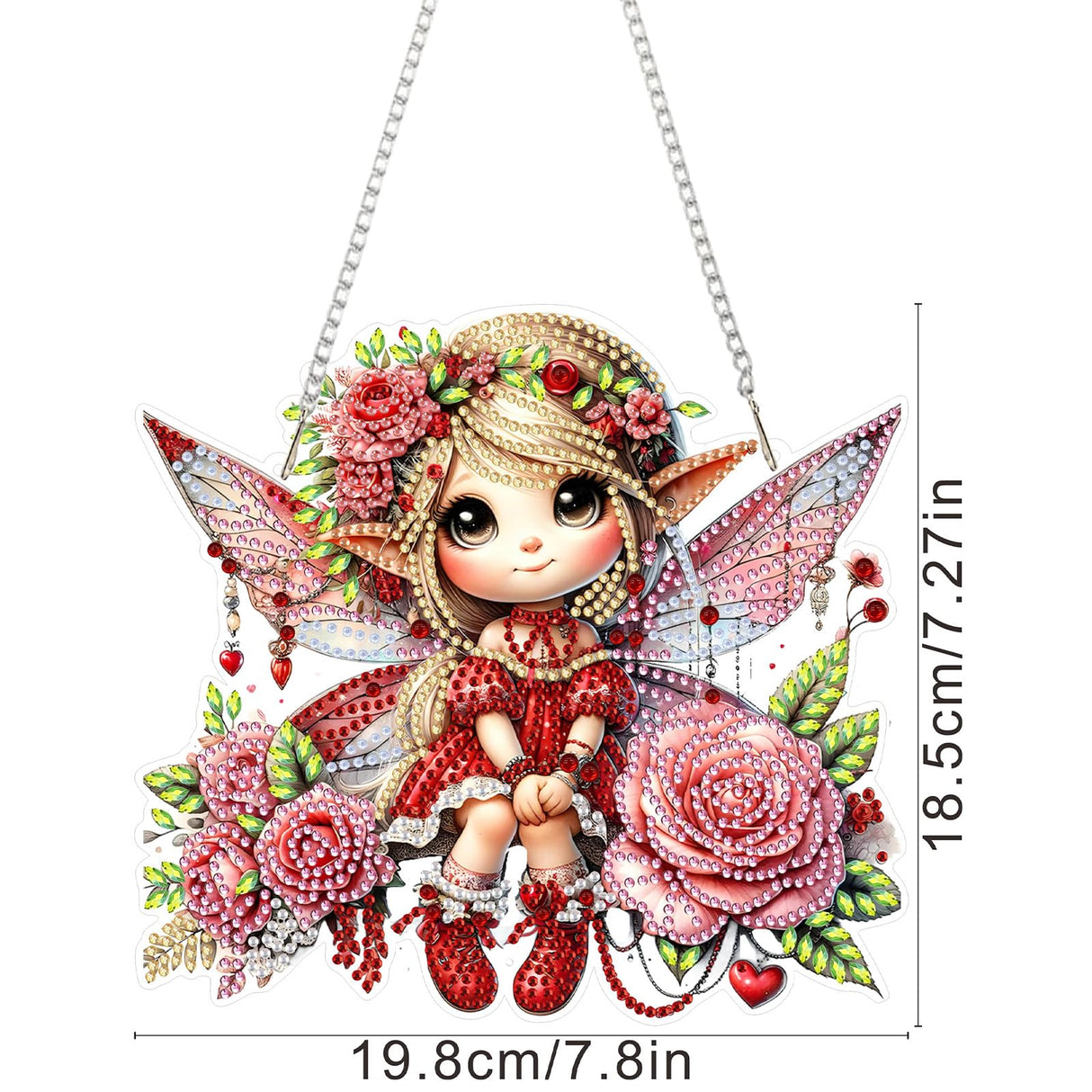 SENQAO Angel Hanging Diamond Art Painting Kits for Adults Beginners, 5D Special Shape Diamond Art Kits, Valentine's Day Fairy Crystal Rhinestones Diamond Gem Art Painting for Home Garden Wall Decor SENQAO