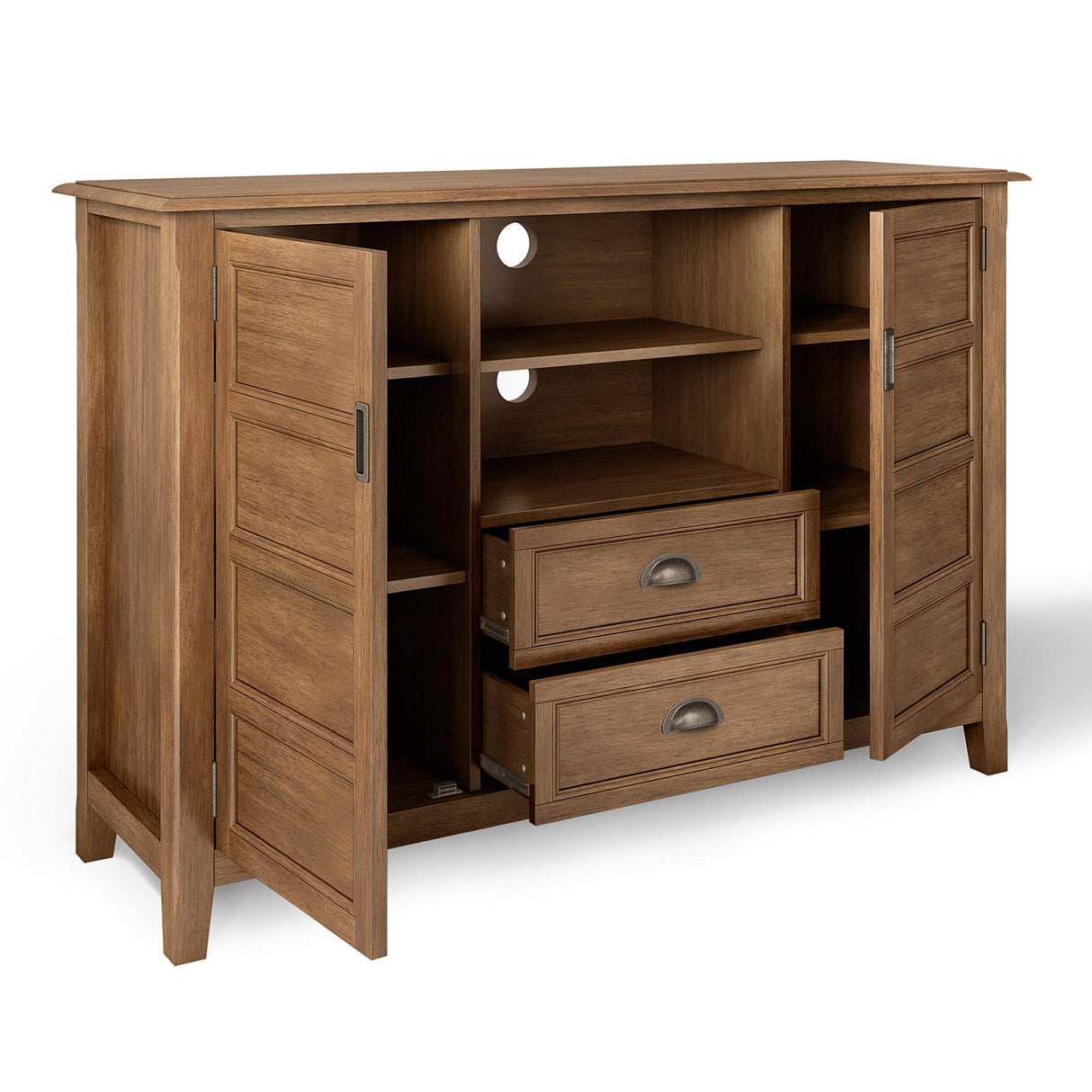 SIMPLIHOME Burlington SOLID WOOD 54 Inch Wide Transitional TV Media Stand in Rustic Natural Aged Brown for TVs up to 60 Inch, For the Living Room and Entertainment Center SIMPLIHOME