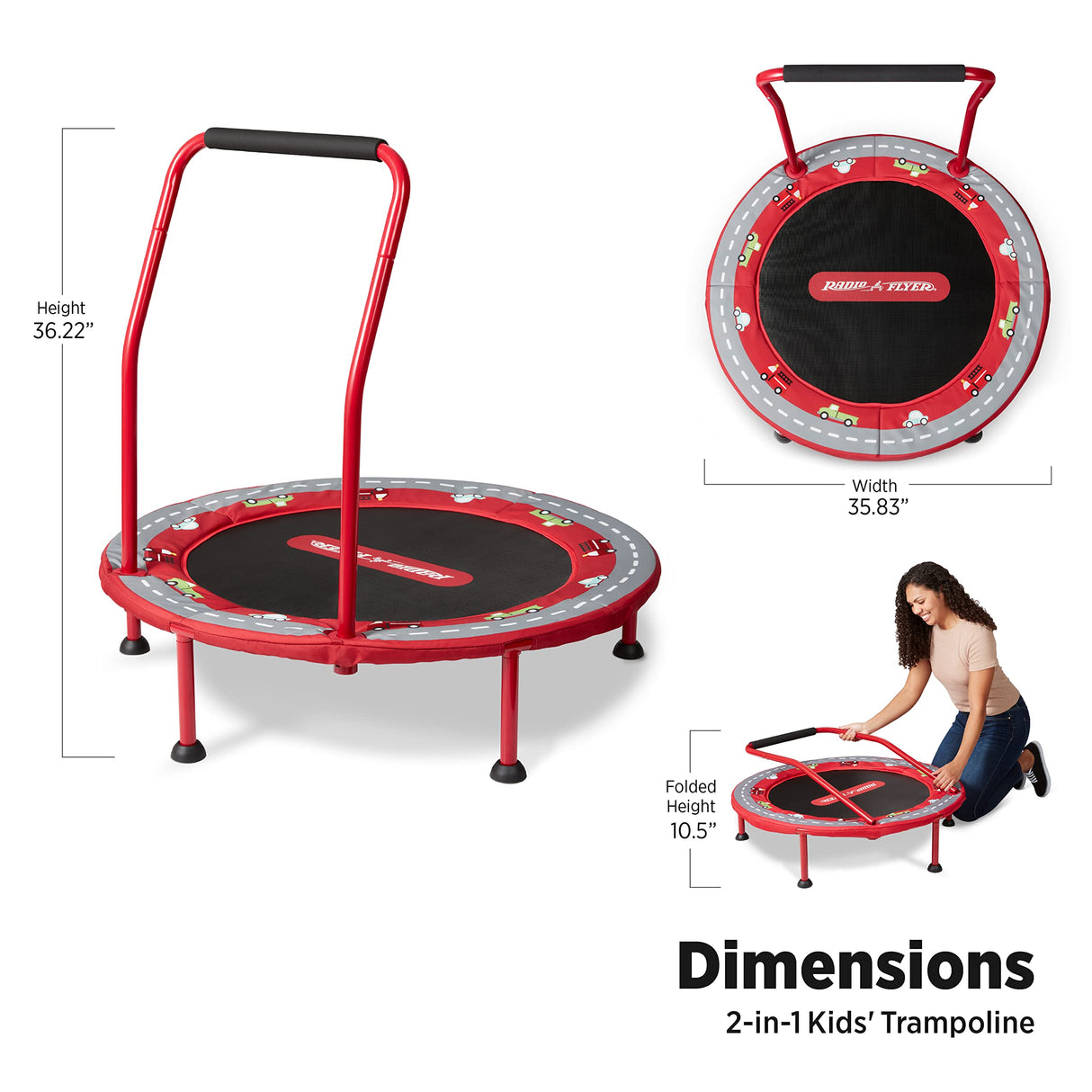 Radio Flyer 2-in-1 Kids' Trampoline, Mini Trampoline for Toddlers, Ages 3-6 Years Radio Flyer