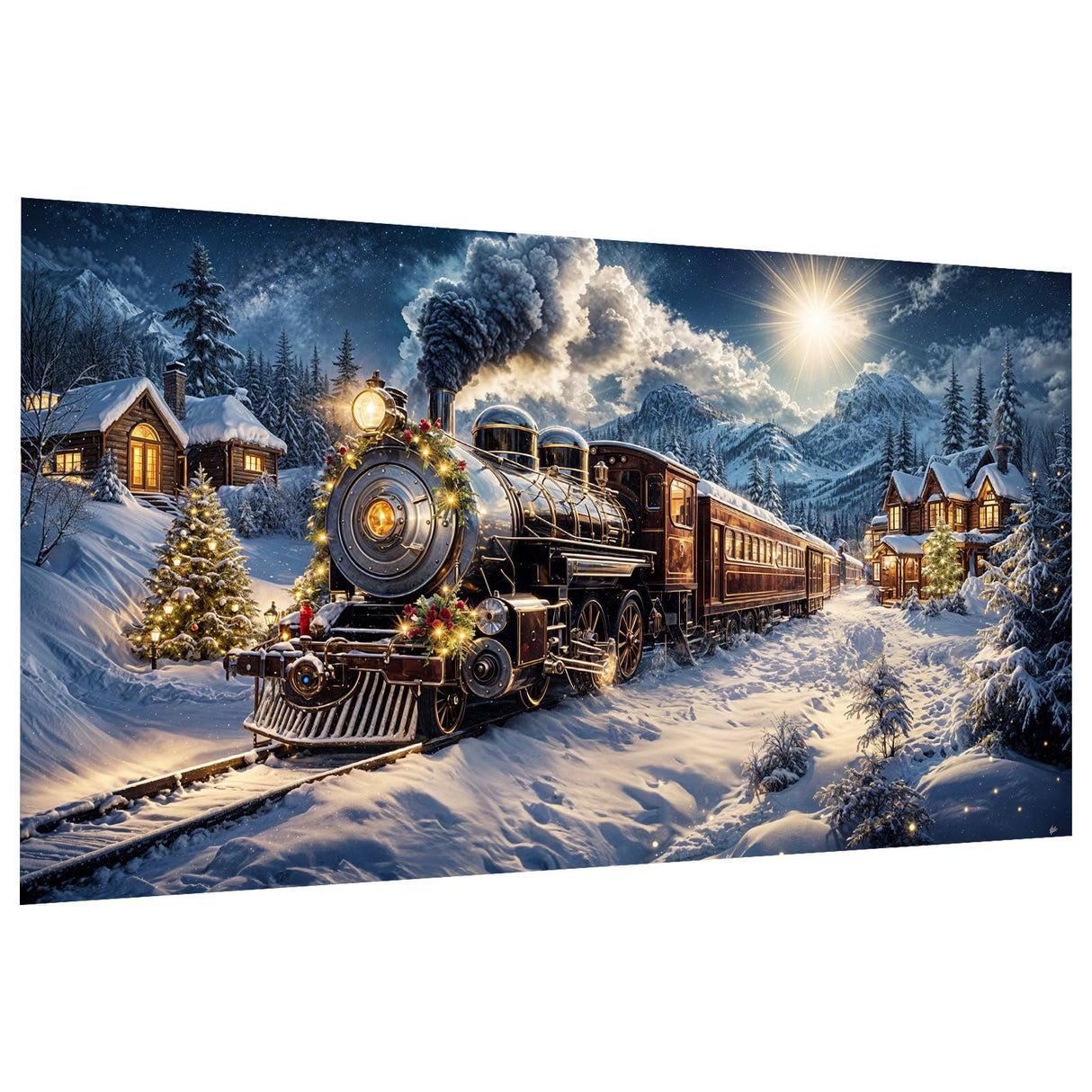 JOOZ Large Christmas Diamond Painting Kits for Adults Full Drill Christmas Train Diamond Art Kits for Adults Snow House Diamond Painting Kits Christmas Tree Gem Art for Home Wall Decor 27.5x15.7 Inch JOOZ