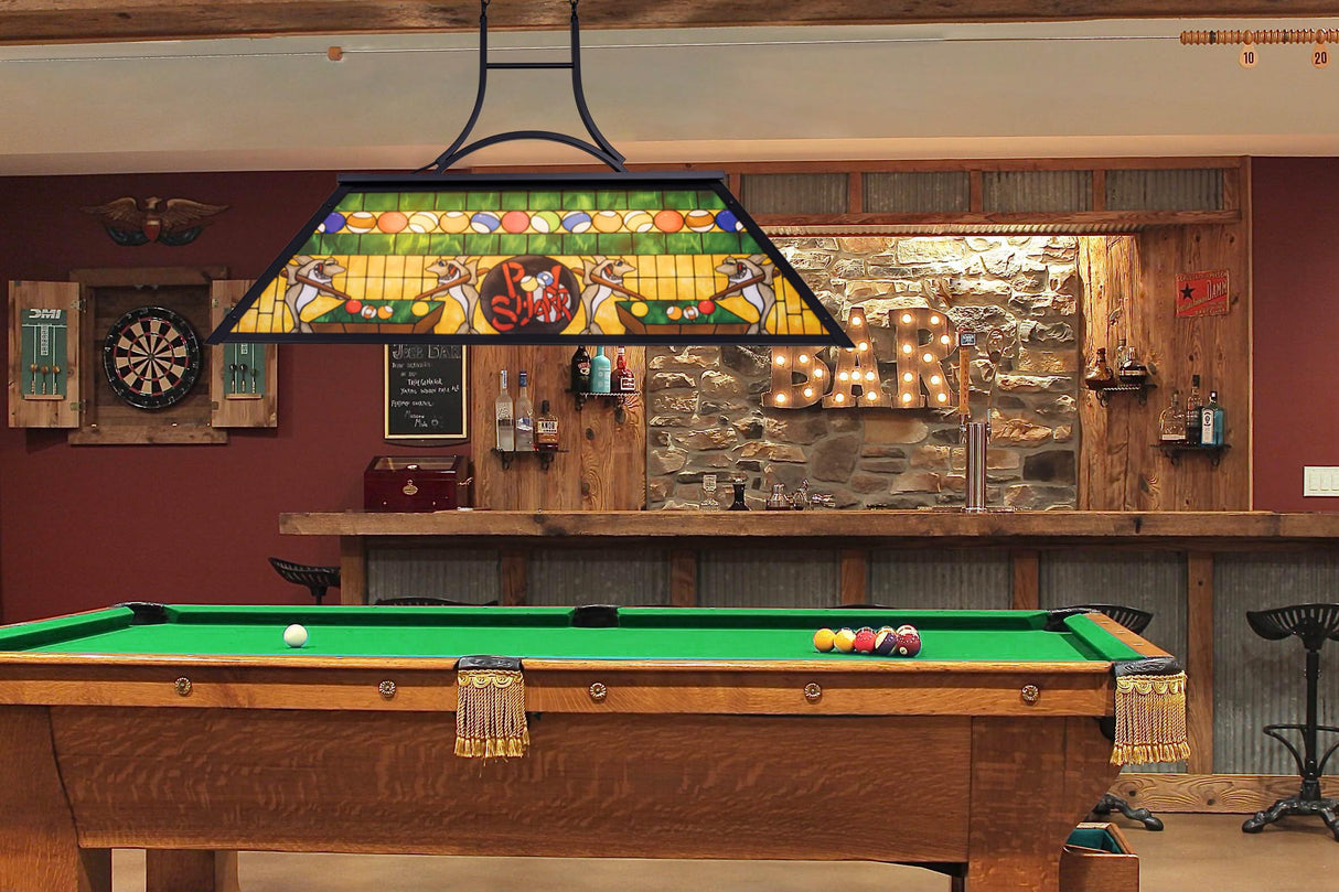TOCHIC Vintage Pool Table Light, 3-Light Rustic Billiards Light Fixtures with Tiffany-Style Shark Shade for Game Room Farmhouse Chandelier Man Cave Club Bar Dining Room Kitchen Island TOCHIC