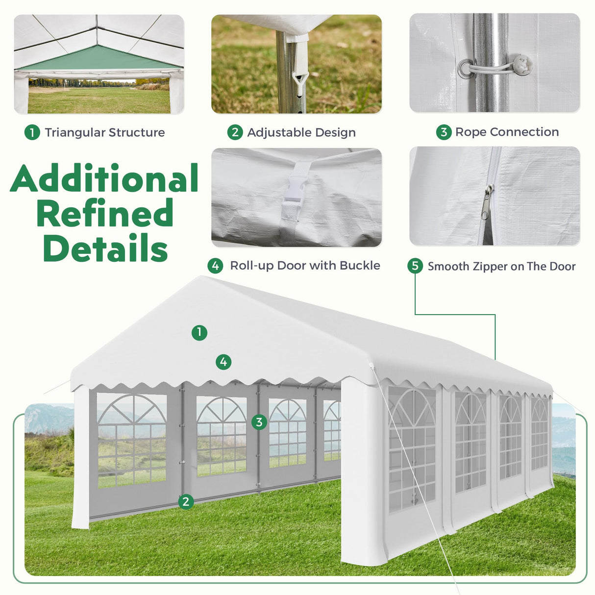 EROMMY 13x26ft Outdoor Party Tent, Heavy Duty Wedding Canopy with 8 Removable Sidewalls, 2 Roll-up Doors & 2 Storage Bags, Gazebo Shelter Tent for Party Event Commercials, White EROMMY