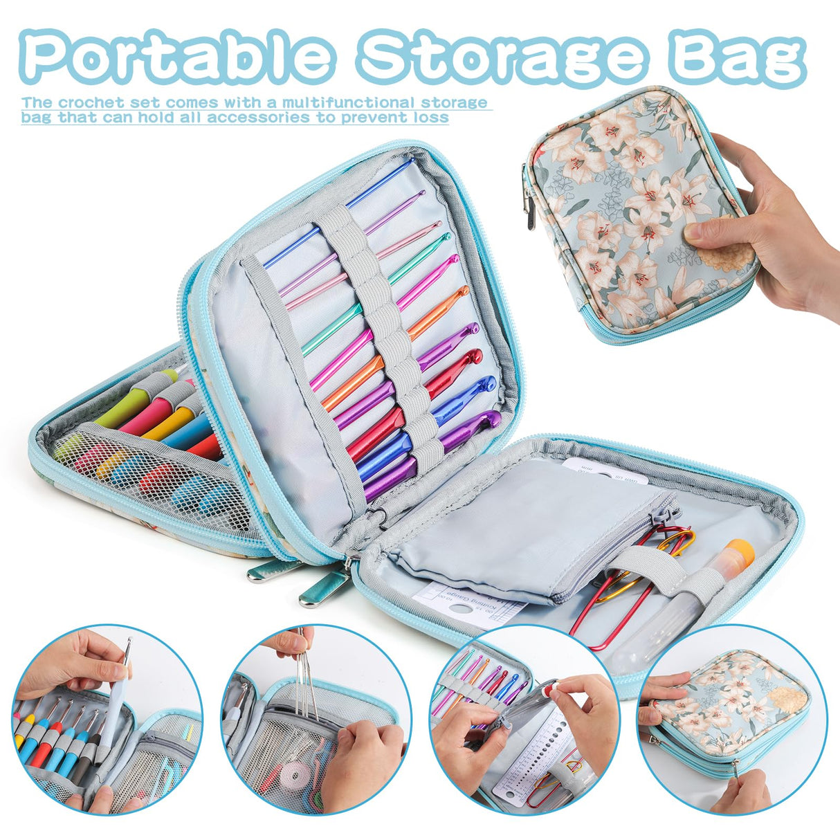 96 Pack Crochet Hooks Set, Ergonomic Knitting Needle Weave Yarn Kits with Storage Case and Crochet Needle Accessories, Crochet Needles Kit for Beginners and Experienced Crochet Hook Mayboos