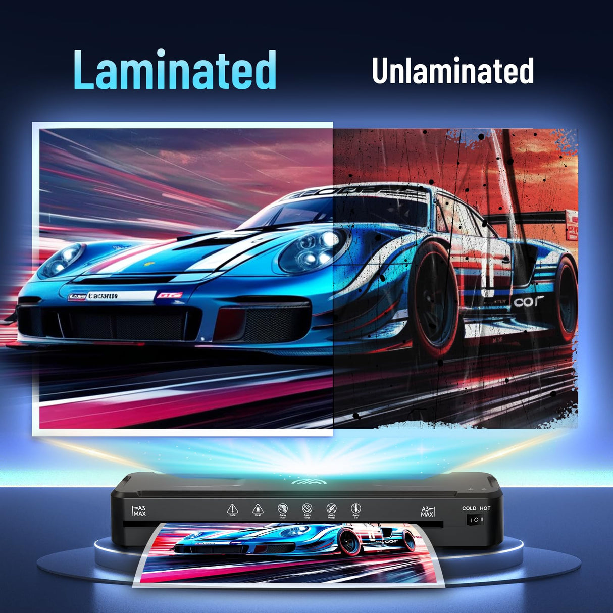 13 Inch Laminator Machine with 50 Laminating Sheets, Fast Warm-Up No Jam A3 Laminator, 11x17 Cold & Thermal Laminating Machine for Home School Office Raycial