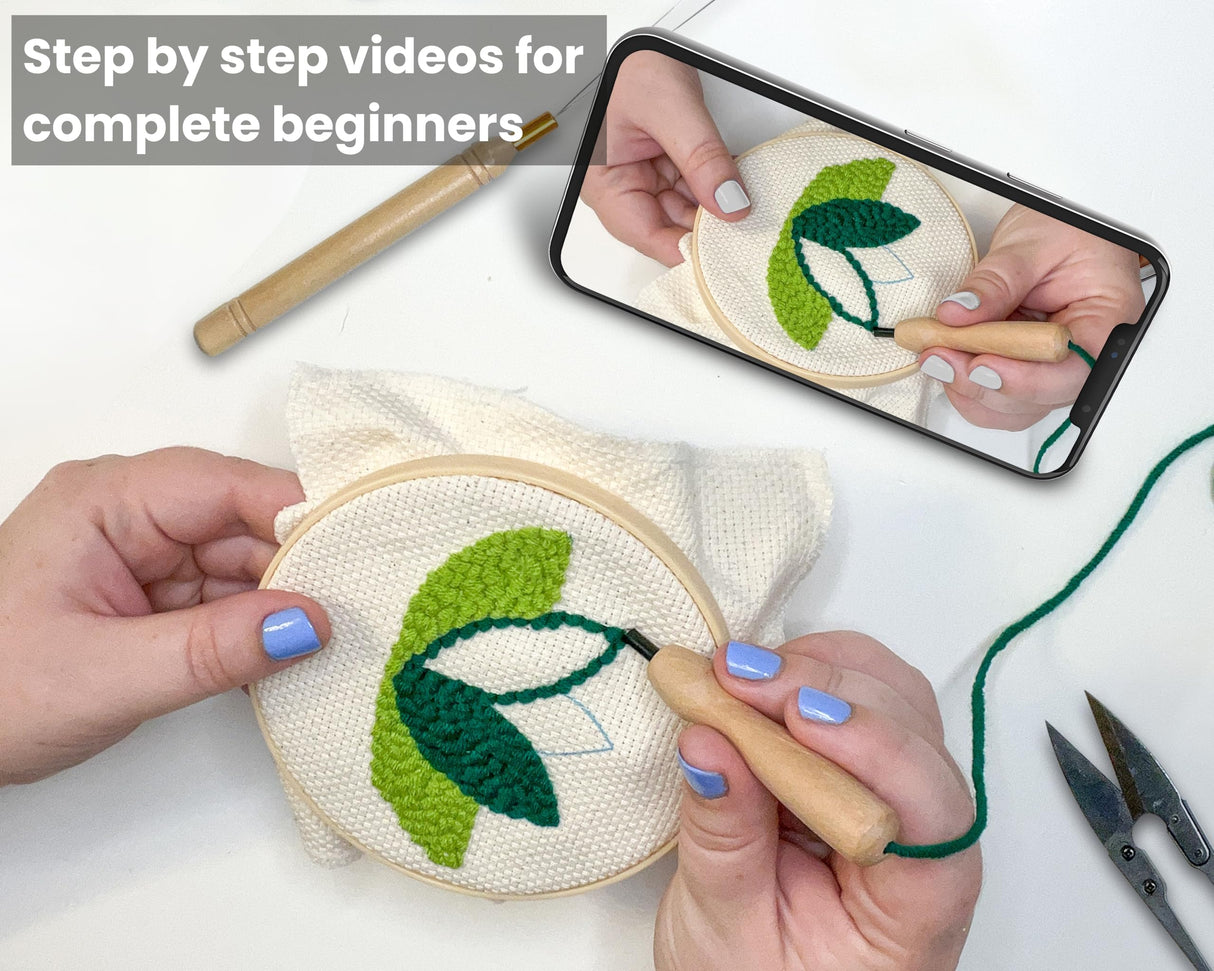 Dabline Punch Needle Kit for Beginners and Adults | Stress Relief DIY Craft - Complete Punch Needle Starter Kit with Designs & Supplies Dabline