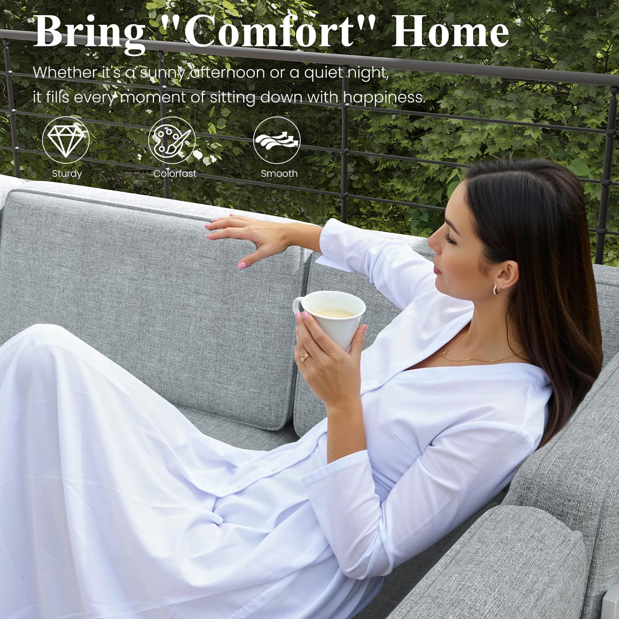 LayinSun 9 Pieces Modern Aluminum Patio Furniture Set with Coffee Table, Outdoor Modular Sectional Conversation Set L-Shaped Sofa for Backyard LayinSun