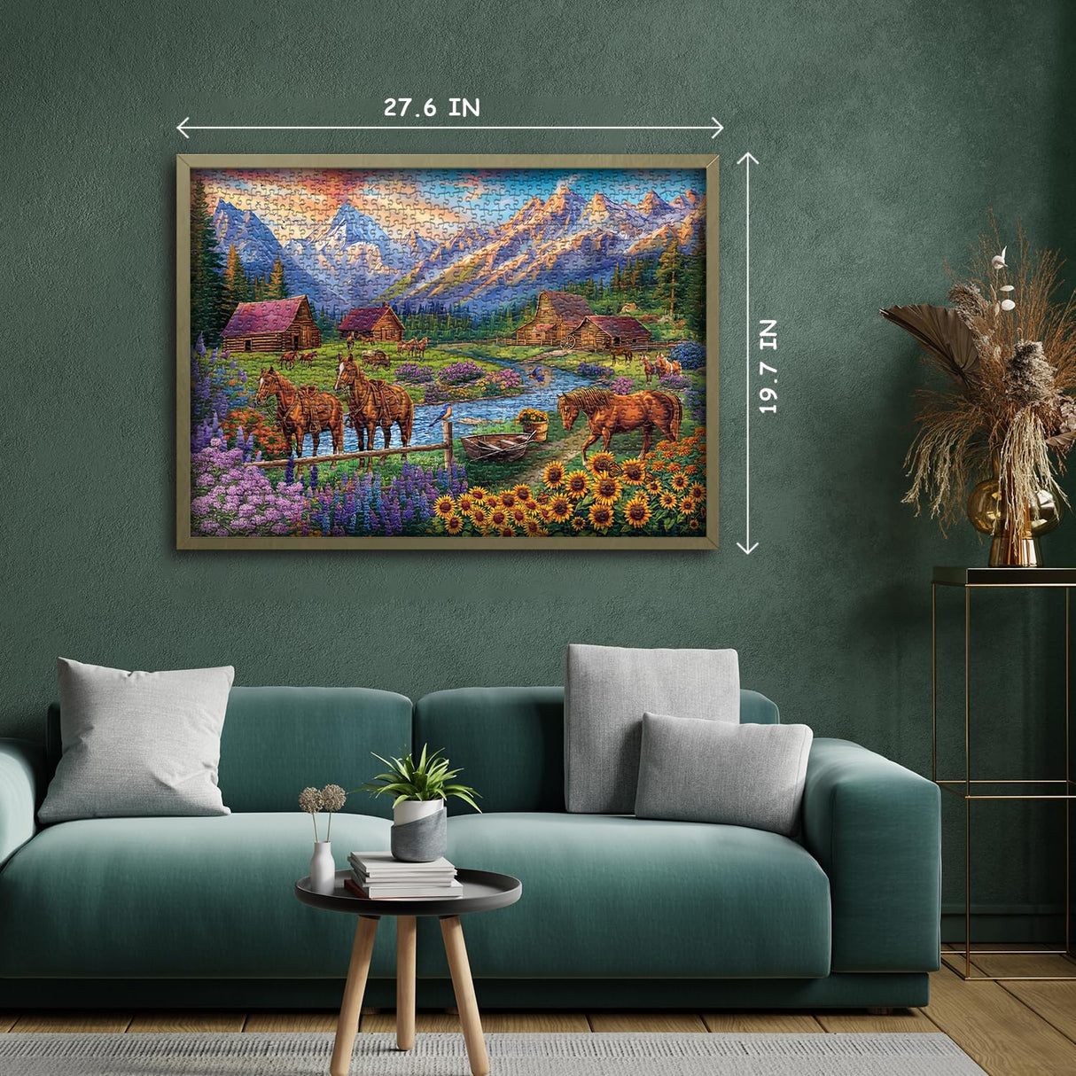 Horse Puzzles for Adults 1000 Piece, Nature Landscape Puzzles Flower Mountain Scenery, Challenging Jigsaw Puzzles with Animals Scenic PICKFORU