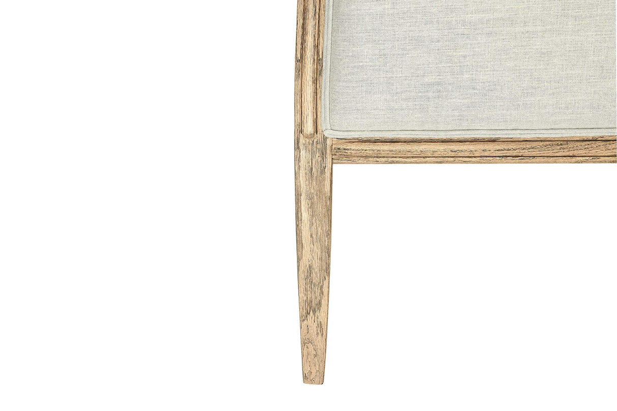 Creative Co-Op, Natural, Queen Modern Farmhouse Solid Oak Wood Headboard with Linen Upholstery, Beige Creative Co-Op