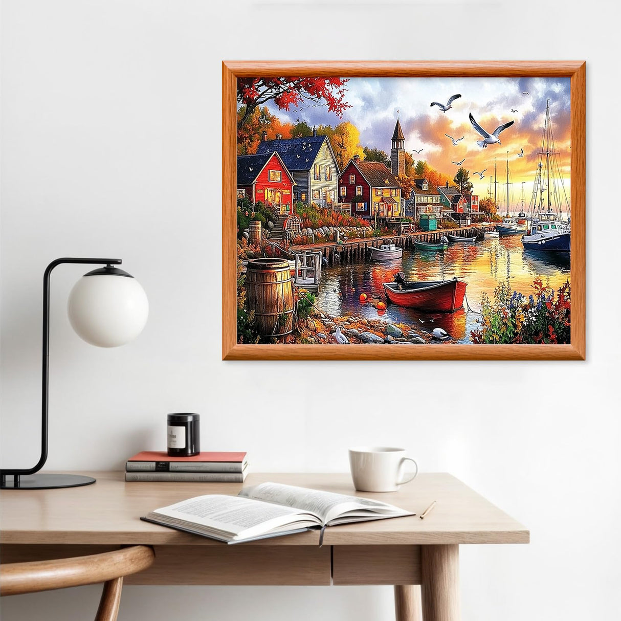 Lxmsja Fishing Village Paint by Numbers Kit for Adults, Harbor Acrylic Paint by Numbers for Adults Beginner, DIY Craft Supplies Oil Painting Kits for Home Wall Decor 20x16 inch (No Frame) Lxmsja