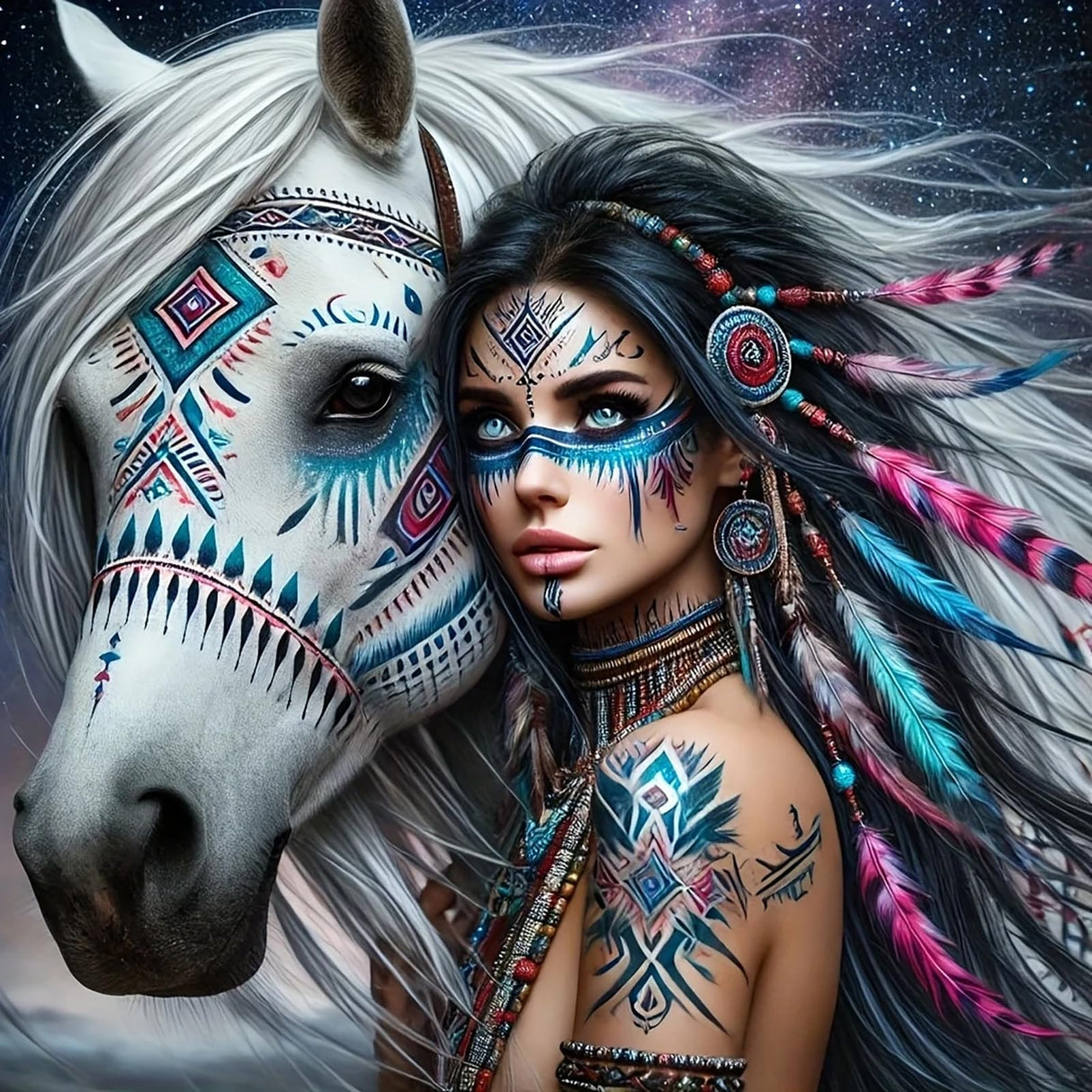 APTDYIGL 5D Horse and Women Diamond Painting Kits for Adults Beginner,DIY Horse Diamond Art Kits for Adults,Round Full Drill Diamond Dots with Gem Art Kits,Home Wall Decor 13.7X13.7inch APTDYIGL