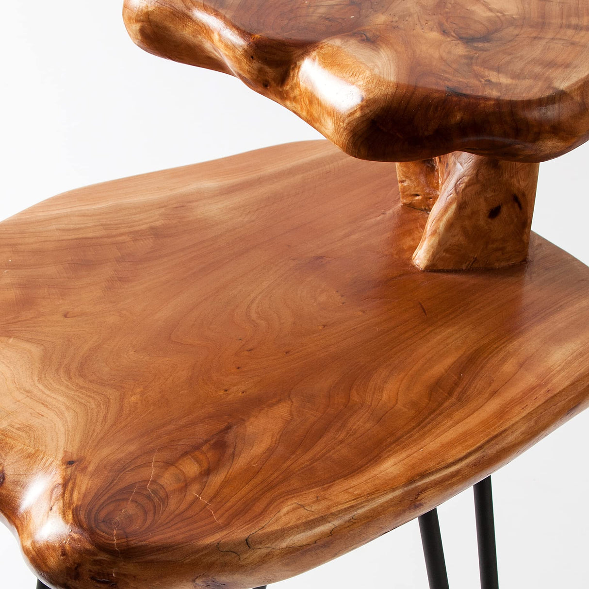 Greenage Solid Cedar Roots Dual Top End Table, 18" x 16" x 26" High Plant Stand, Sturdy Side Table Live Edge Coffee Table for Living Room Bedroom Home Decor Greenage