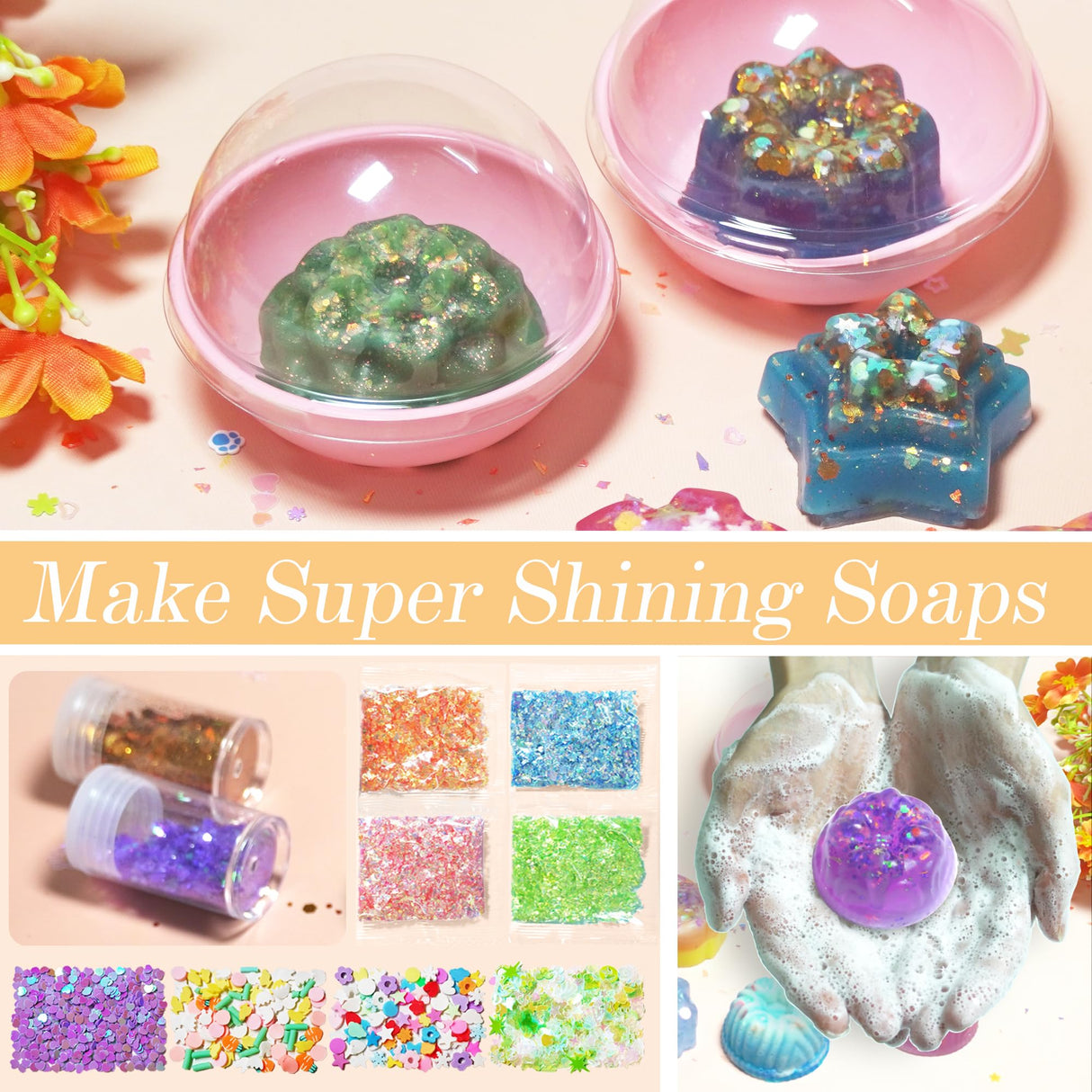 BRIPATI Soap Making Kit for Adults - DIY Soaps Crafts Supplies Set Include Soap Bases, Silicone Molds, Fragrances, Liquid Pigments, Glitters, Birthday & Holiday Gift BRIPATI