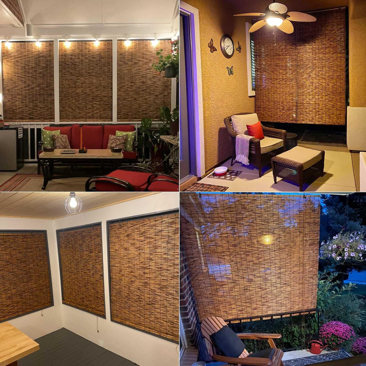 Retro Bamboo Shades 36" 47" 55" 60" 65" 72" 79" Bamboo Roll up Blinds Outdoor Brown Roller Window Shades with Lift Patio Blinds Roll up Shade Waterproof Bamboo Roman Shades for Home Privacy Curtain(W6 KaulaTrinx