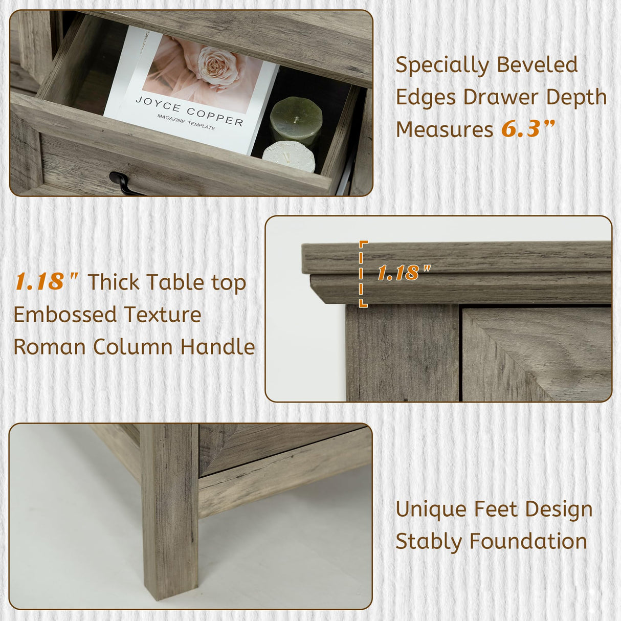 Nasonet Farmhouse 7-Drawer Dresser for Bedroom, 52" Wide Wood Chest of Drawers with Large Metal Handles, Grey Dressers Storage Organizer for Bedroom, Living Room & Hallway Nasonet