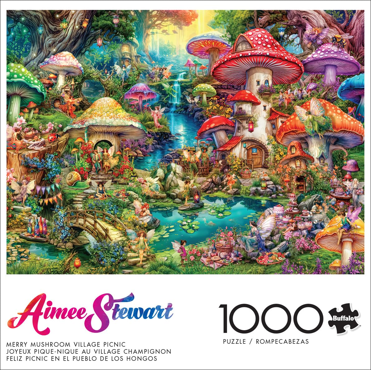 Buffalo Games - Aimee Stewart - Merry Mushroom Village Picnic - 1000 Piece Jigsaw Puzzle for Adults -Challenging Puzzle Perfect for Game Nights - Finished Size is 26.75 x 19.75 Buffalo Games