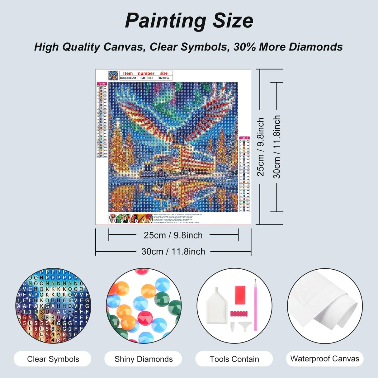 SJUTOUCI Truck Diamond Painting Kits for Adults, Diamond Art Kits for Beginners, DIY 5D Full Drill Diamond Dots Gem Craft Art Home Wall Decor 12x12 inch, Eagle SJUTOUCI