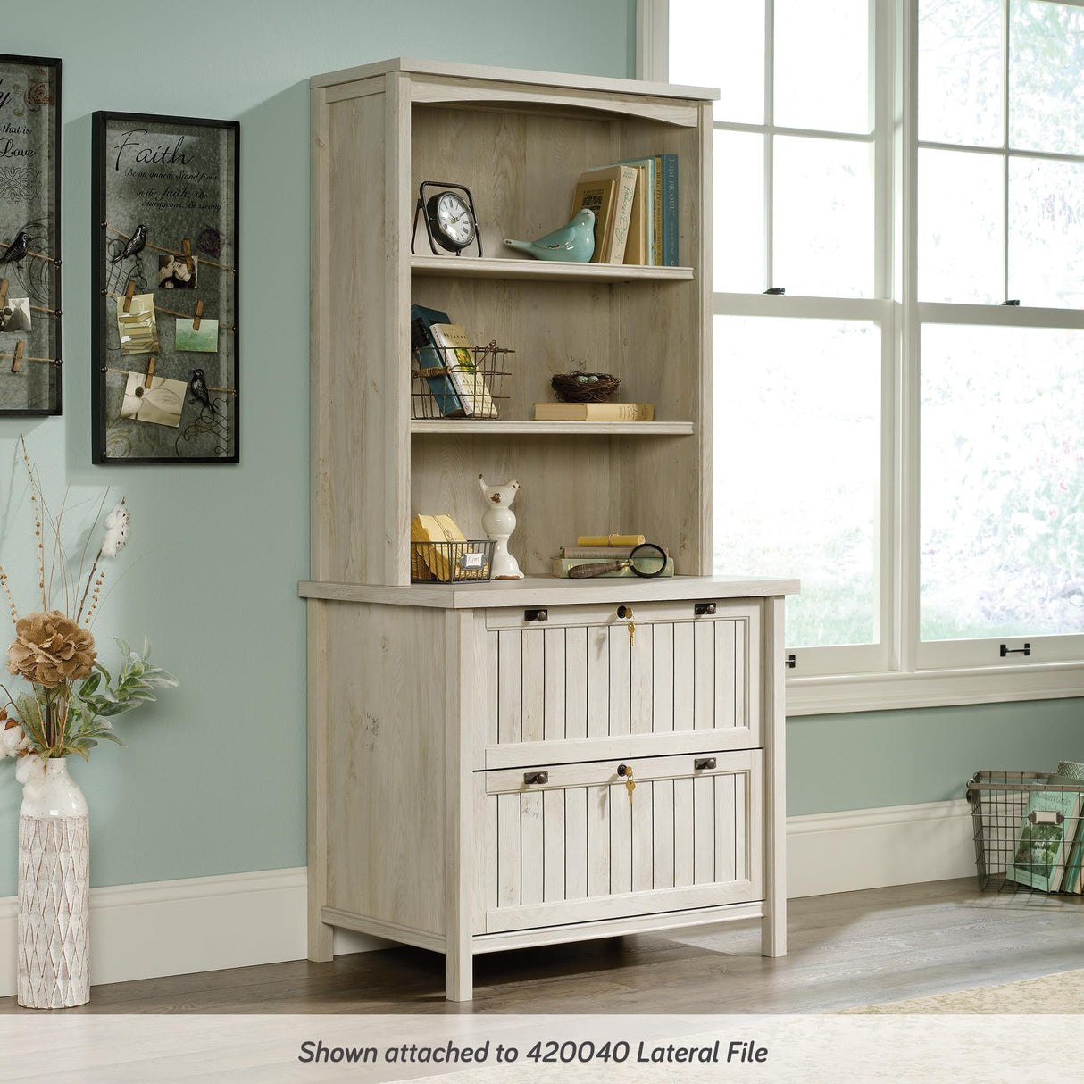 Sauder Costa Library Hutch, Chalked Chestnut finish Sauder