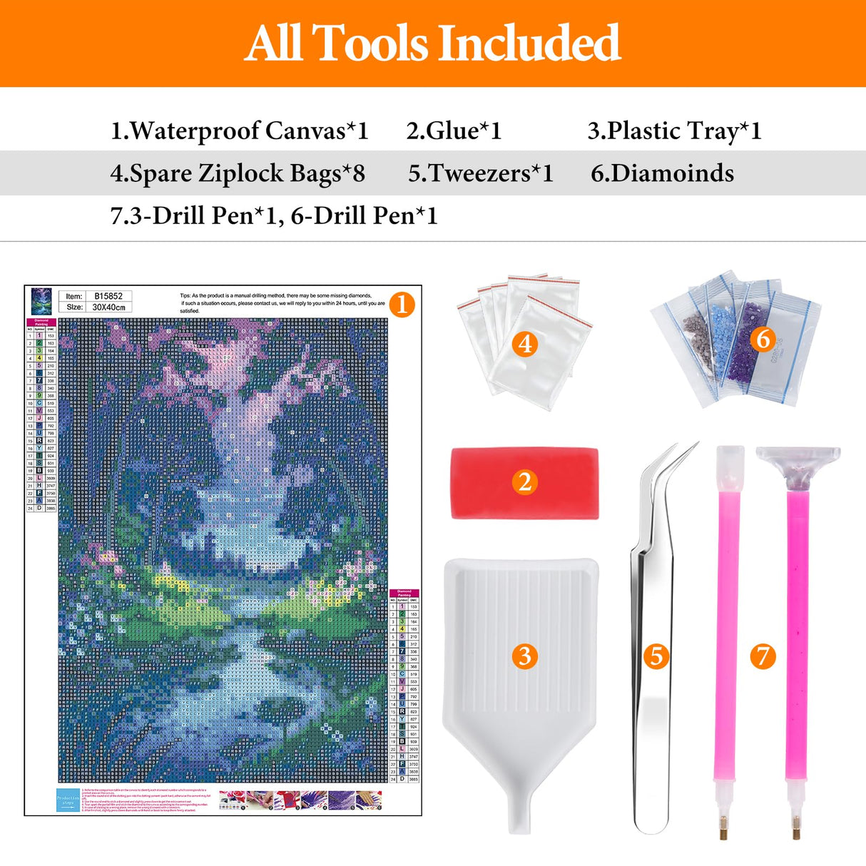 Offito Forest Diamond Art Kits for Adults, Fantasy Landscape Diamond Painting Kits for Beginners, DIY Full Drill Dots Gem Art Paint for Home Wall Decor 12 x 16 Inch Offito