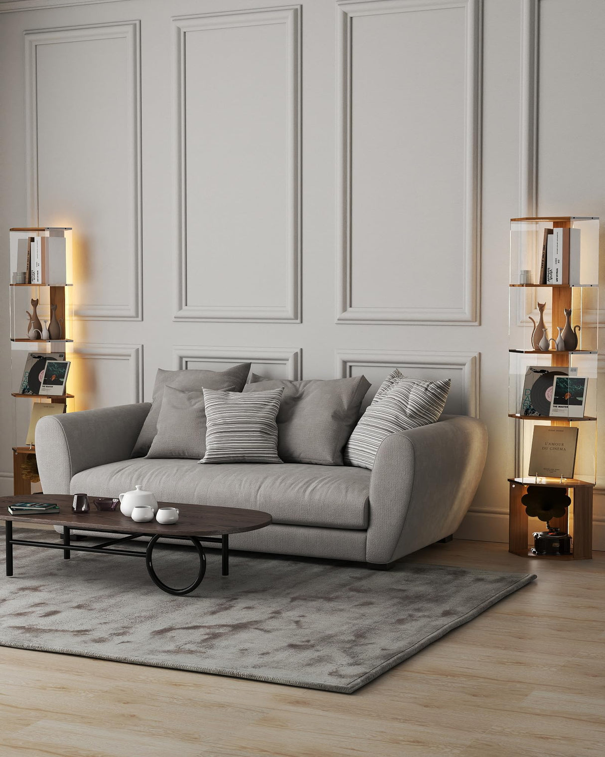 6 Tier Corner Shelf with Adjustable LED Light Corner Shelf Stand 62.8in High Acrylic Corner Display Cabinet for Living Room Bedroom Study Room Baoz