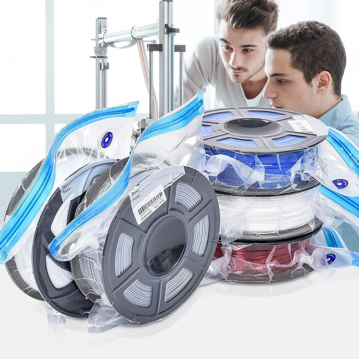 TIOPY Filament Storage Bags Vacuum Kit, 20Pcs 3D Printer Filament Sealed Bags with 20Pcs Desiccants/Seal Clip/Hand Pump, 11.8x13.4 in Fit Most 0.25/0.5/1 KG 3D Printer Filament Spools TIOPY