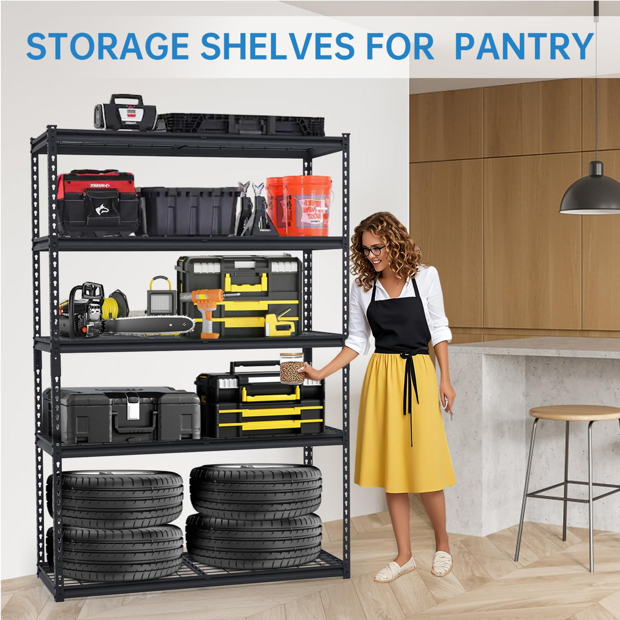 KOKEBREN Heavy Duty Storage Shelves 48x18x72 in, 2500Lbs Adjustable Metal Shelving for Garage Organization, Durable Garage Shelving Easy Assemble KOKEBREN