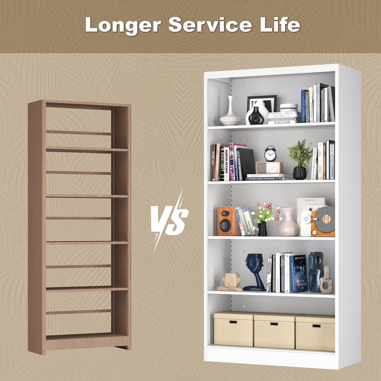 LyAosdFu Metal Bookcase, 14" Deep Bookshelf, 66" Tall Bookcases with Adjustable Shelves, 5 Shelf Bookcase, Industrial Bookshelves and Bookcases for Living Room, Office, Library. White Book Shelf. LyAosdFu