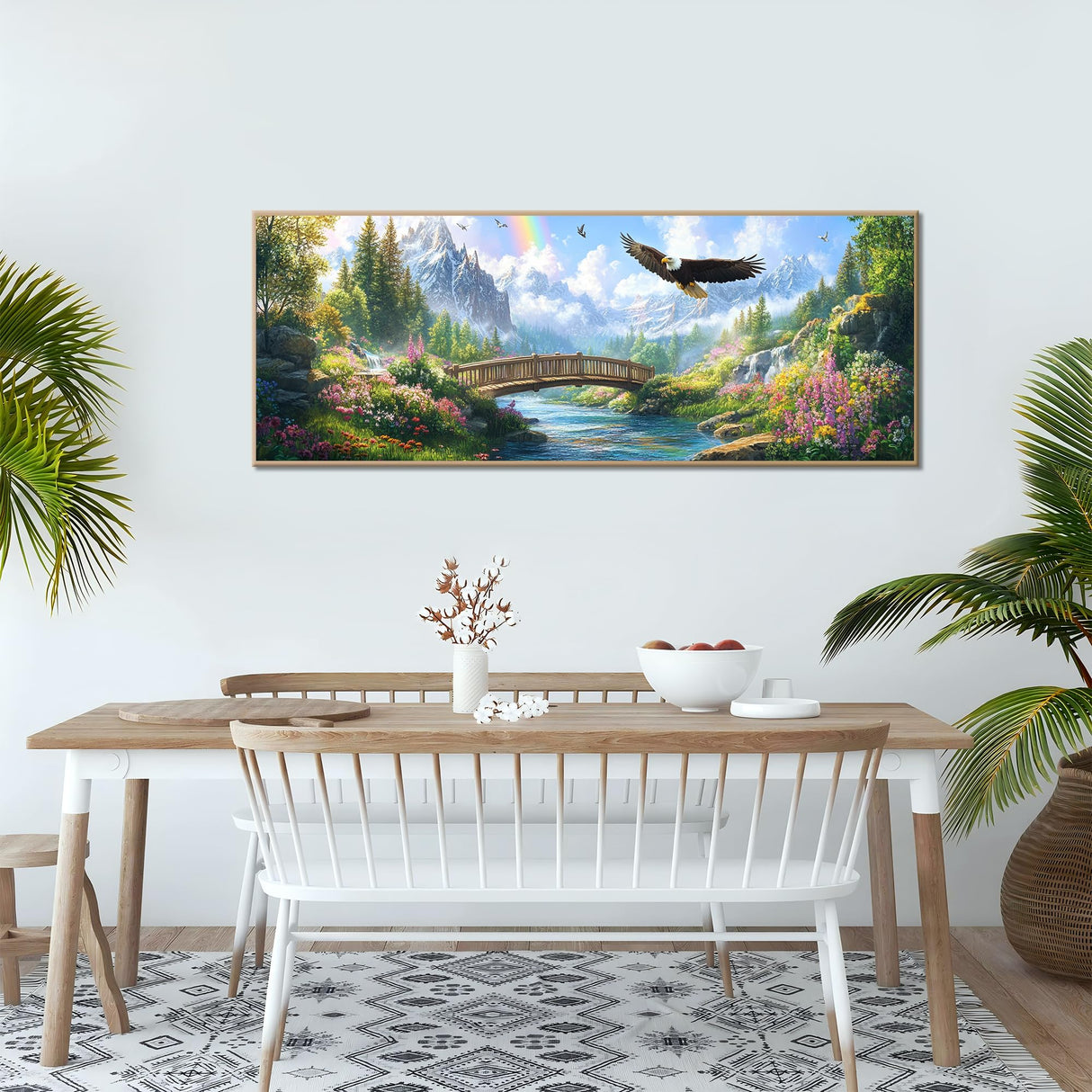 Kaliosy 5D Diamond Art Kits for Adults Eagle Animal, Large DIY Bridge Landscape Diamond Painting Full Round Drill Crystal Art - Craft Cross Stitch Embroidery for Home Wall Decor 11.81x31.5 inch Kaliosy