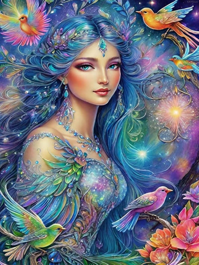 KAYEIUU Fairy Dust Diamond Painting Art Full Round Drills Beauty Bird Diamond Painting Kits for Room Decor Home Decor Bathroom Decor, Funny Gifts 12x16 inch