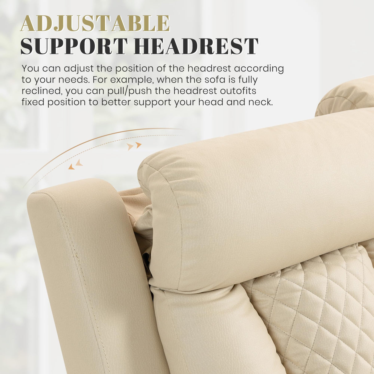 Zero Wall Hugger Power Reclining Loveseat with Adjustable Headrest, Fabric Electric Recliner Sofa with USB & Type-C Ports, Dual Cup Holders, 2-Seater Couch for Living Room, RV, Home Theater (Beige) LURVIA