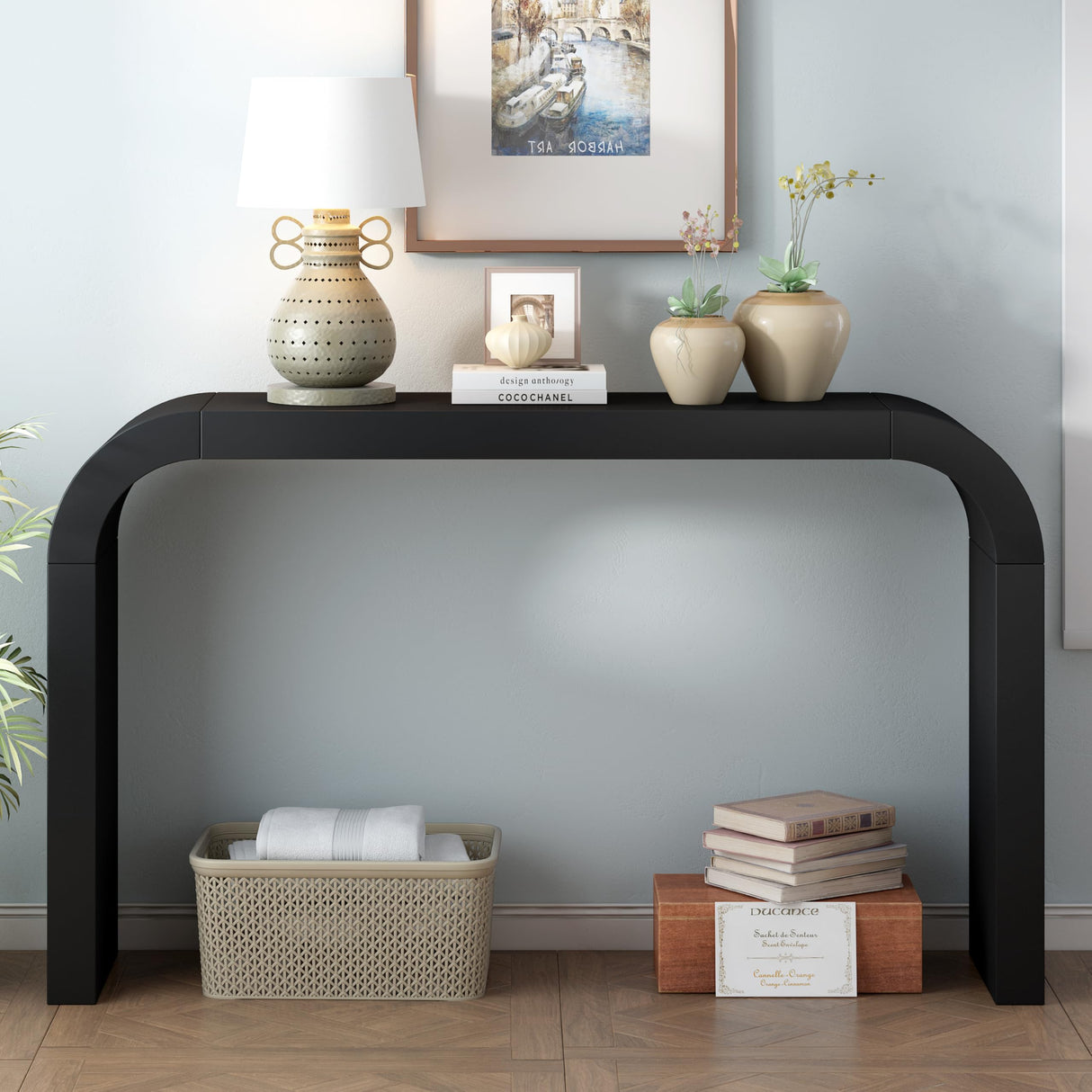Modern Minimalist Console Table,Elegant and Versatile Design,Perfect for Living Room, Hallway, and Bedroom,Sturdy and Stable Frame,Black JIJIWANG