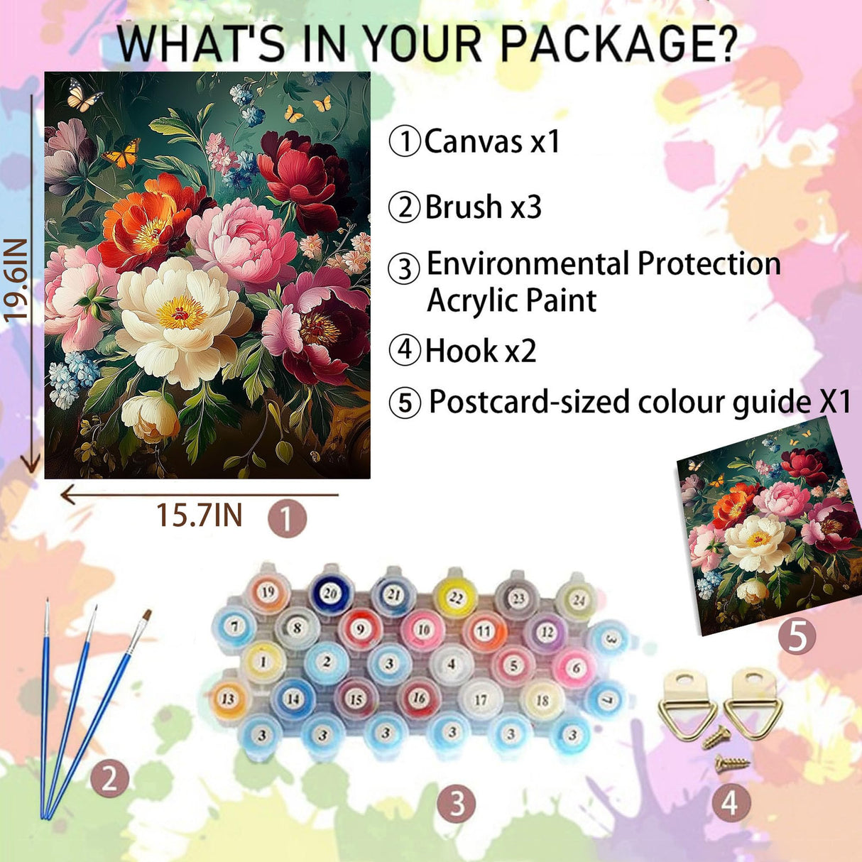 Arttoplus Flowers Paint by Numbers Kit for Adults-Butterfly Adult Paint by Number Kits on Canvas,Flowers Painting by Number Adult for Gift Home Wall Decor(16x20inch) Arttoplus