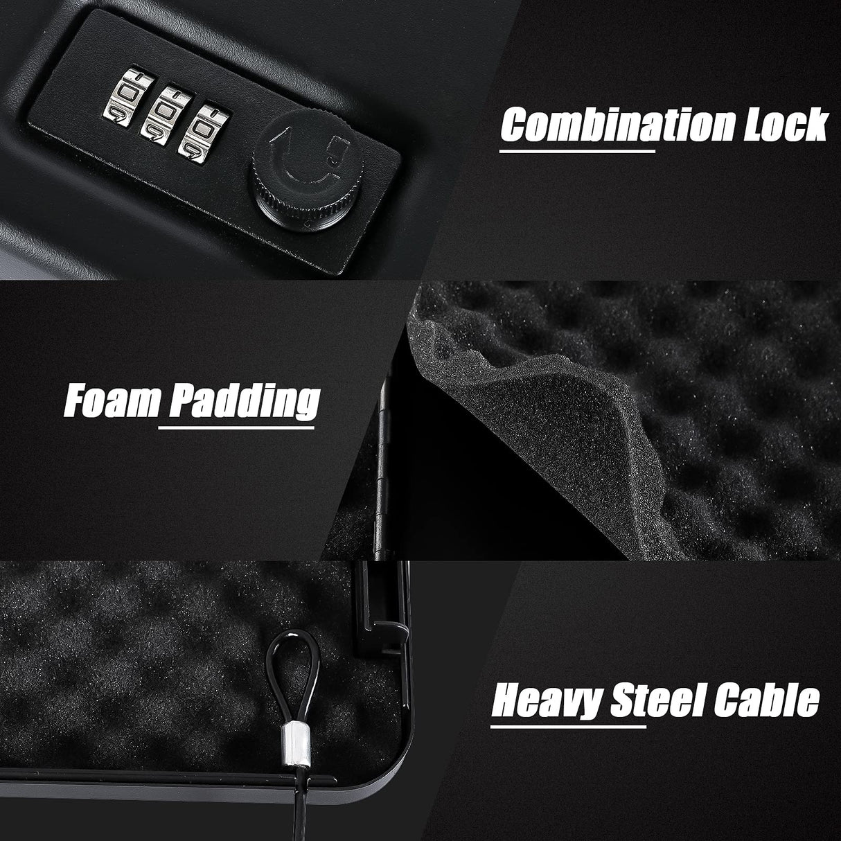 Dalmbox Portable Gun Safe for Pistols with Combination Lock Handgun Lock Box for Nightstand, Travel , Home, Car, Truck (9.4"X 6.4" X 1.8") Dalmbox