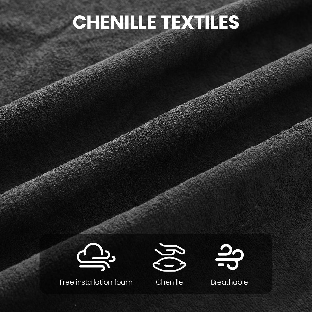 Boneless L Shaped Sofa Couch, Oversized Sectional Curved Cloud Sofa with Chaise Lounge, Chenille 4 Seats Deep Seat Couches for Living Room, No Assembly, Black Hatppto