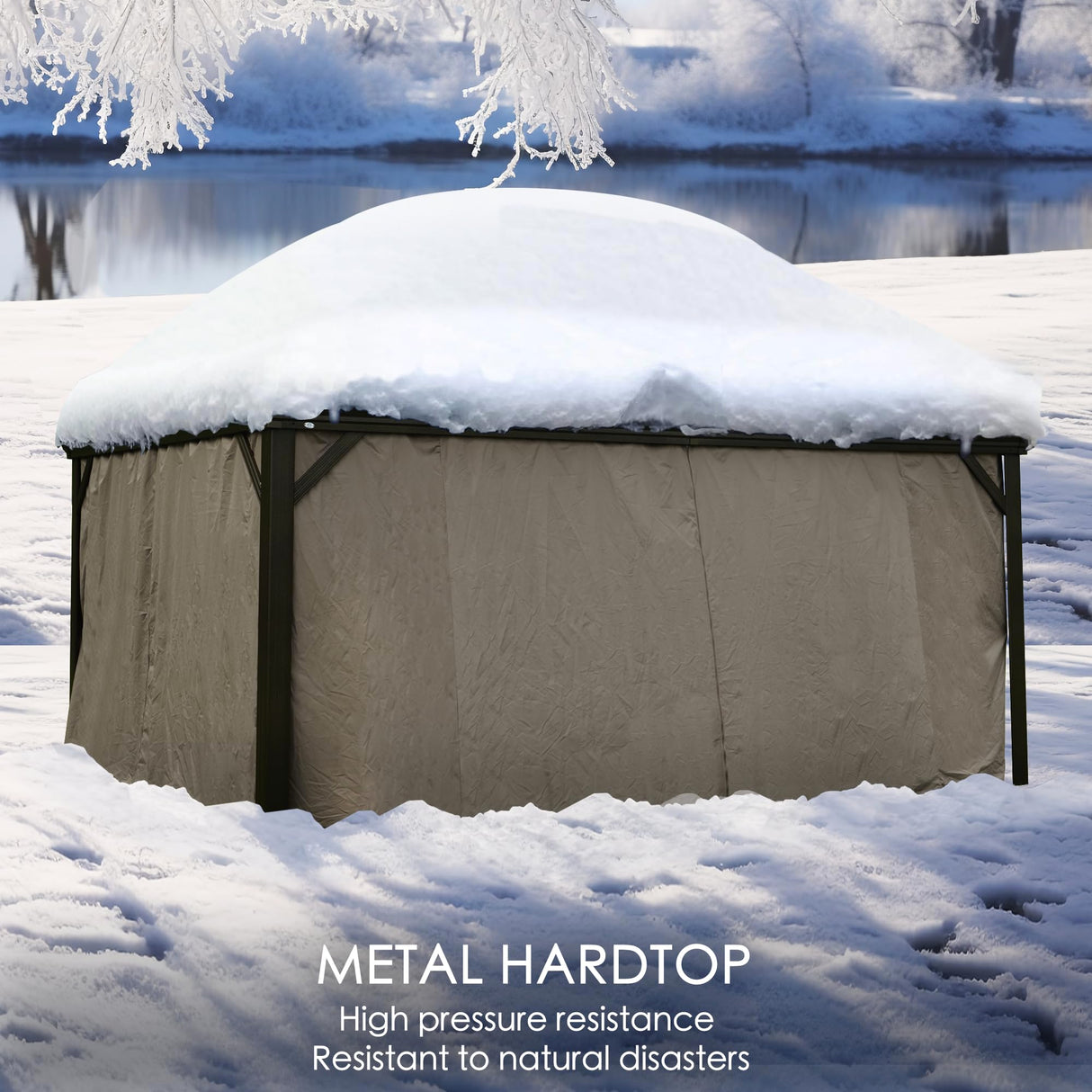 Kozyard Alexander 12' X 18' Hardtop Gazebo, Aluminum Metal Gazebo with Galvanized Steel Double Roof Canopy, Curtain and Netting, Permanent Gazebo Pavilion for Patio, Backyard, Deck, Lawn (Brown) Kozyard