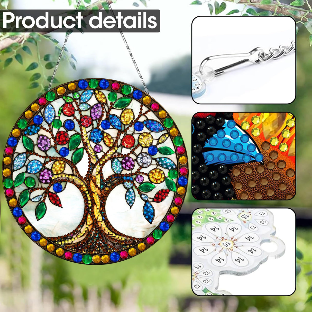 SKRYUIE Hanging Diamond Art Kits for Adults Pendant Tree, Special Shaped Crystal DIY Diamond Painting Kit, Acrylic Board Wreath Pendants Double Sided, Home Decor 7.29 x 7.29 Inch SKRYUIE