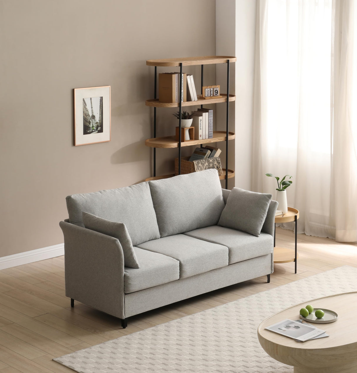 FAVSH 65" Loveseat Sofa, Mid Century Modern Decor Couches for Small Spaces, Upholstered Love Seat Small Couch for Bedroom, Office or Apartment, Solid and Easy to Install, 2-Seater Deep Seating, Gray FAVSH