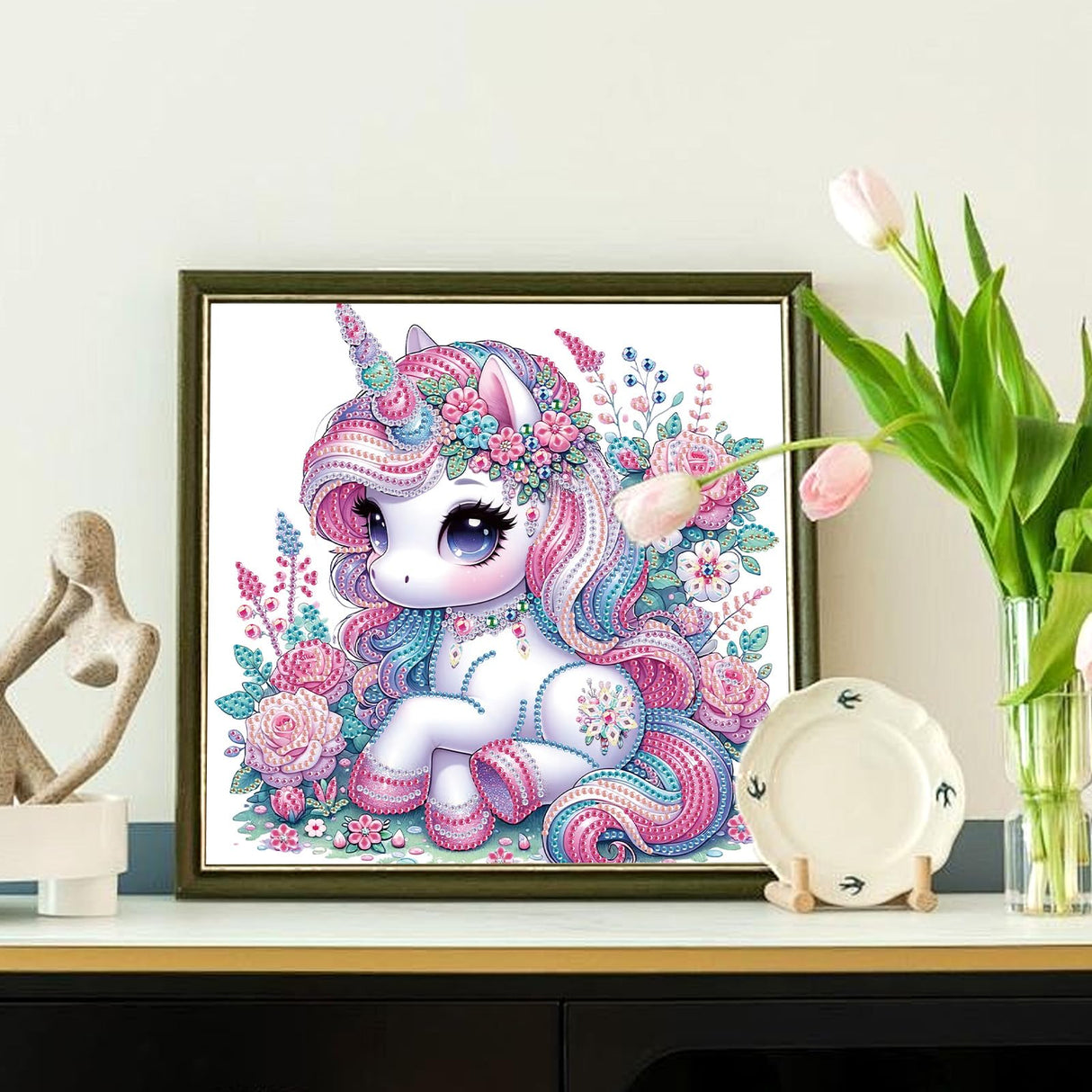 Tontut 5D Diamond Art Painting Kit, Pink Horse Animal Horse DIY Diamond Art Adult Set Mosaic Crafts, Suitable for Home, Office Wall Decoration, can be Packaged as Gifts for Friends Tontut