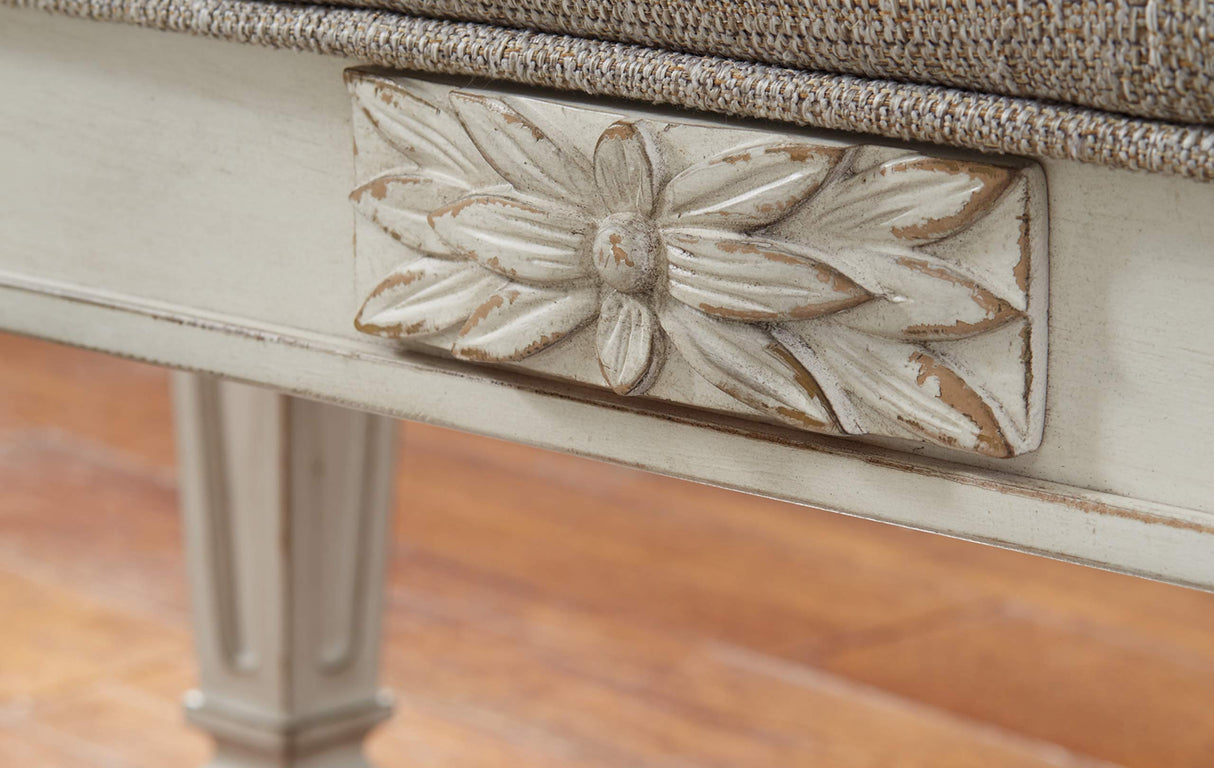 Signature Design by Ashley Realyn French Country Upholstered Tufted Accent Bench, Antique White Signature Design by Ashley