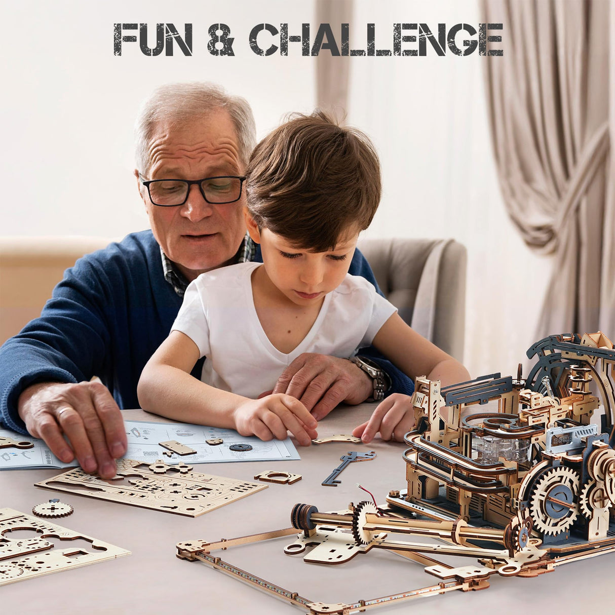 ROBOTIME 3D Puzzle Combination Set, Including Marble Spaceport LGC01 + Link Pack LG01, Connecting with Marble Night City LGA01 ROBOTIME