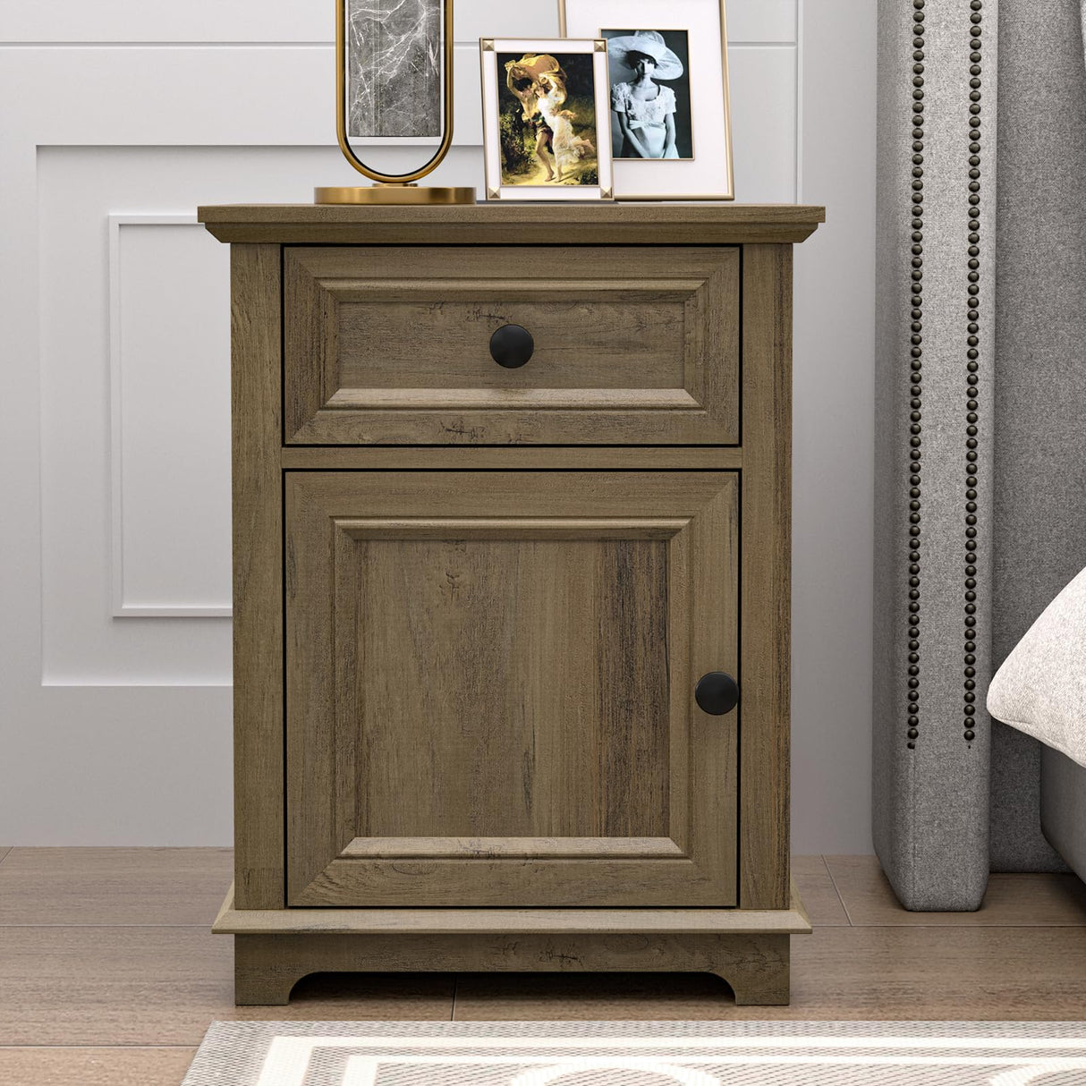 REDAYFUR End Tables with Fast-Charge Set of 2, Side Tables with Drawer Storage and Adjustable Shelf, Charging Nightstand Set of 2, Wooden Side Table for Living Room/Bedroom/Office, Light Brown REDAYFUR