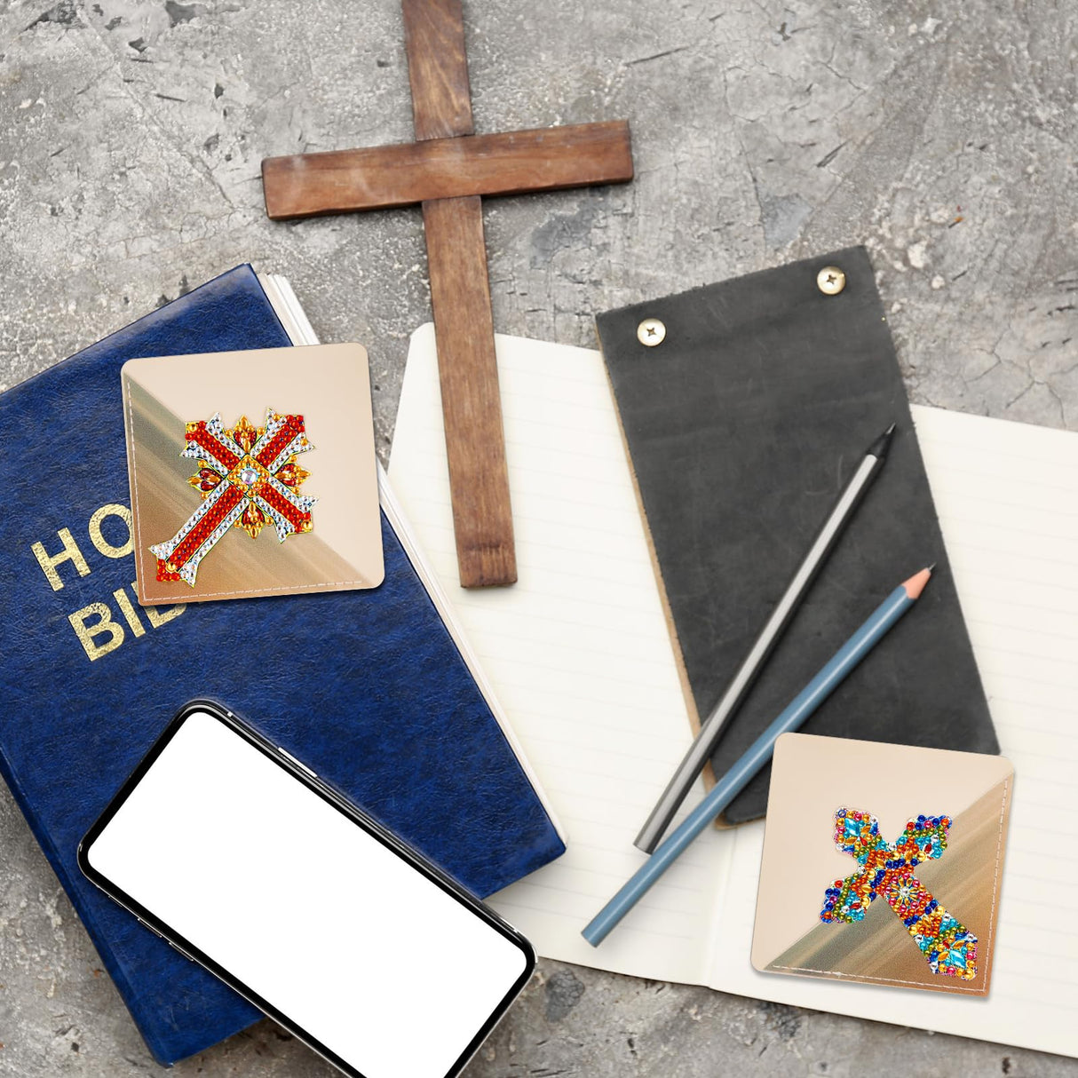 6 Pcs Cross Diamond Art Bookmarks Diamond Painting Bookmark Kits Cross Crystal Bookmarks 5d Rhinestone Crystal Painting Book Markers Gifts for Women Craft Read Office Home DIY Book Lovers Qilery