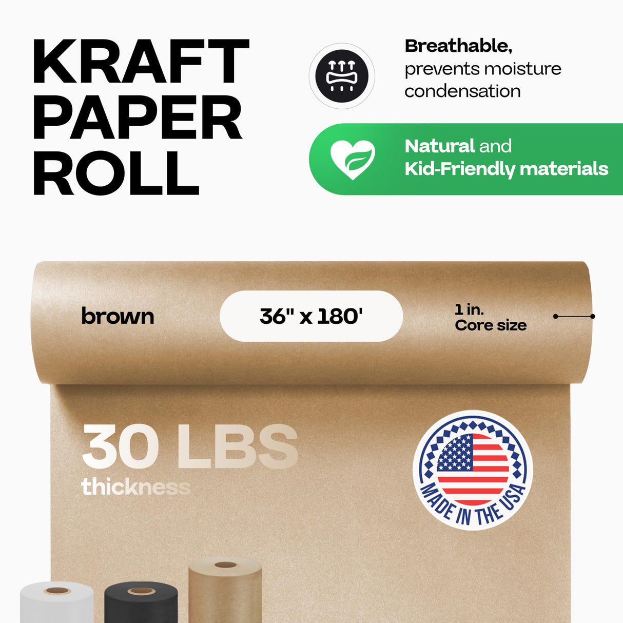 IDL Packaging Brown Kraft Paper Roll 36" x 2160" (180 feet), 30lb Thickness - Brown Wrapping Paper for Packing, Moving, Shipping & Crafts/Arts - 100% Recycled Natural Craft Wrap Material IDL Packaging