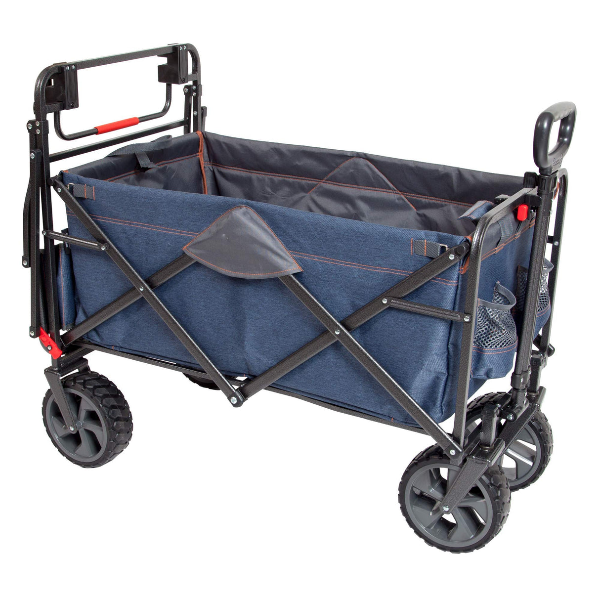 Mac Sports 300LB Capacity Push Wagon with Wheels, Handle and Basket - Grocery Heavy Duty Wagon for Camping, Shopping, and More - All Terrain Folding Wagon Heavy Duty with Lightweight Design Mac Sports